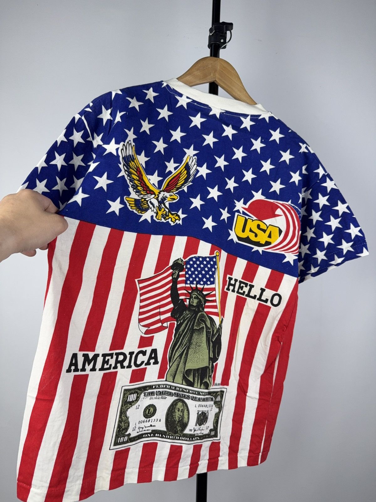 Vintage Vintage 90s USA Flag All Over Print T-Shirt Statue & Dollar Size US M / EU 48-50 / 2 - 7 Thumbnail