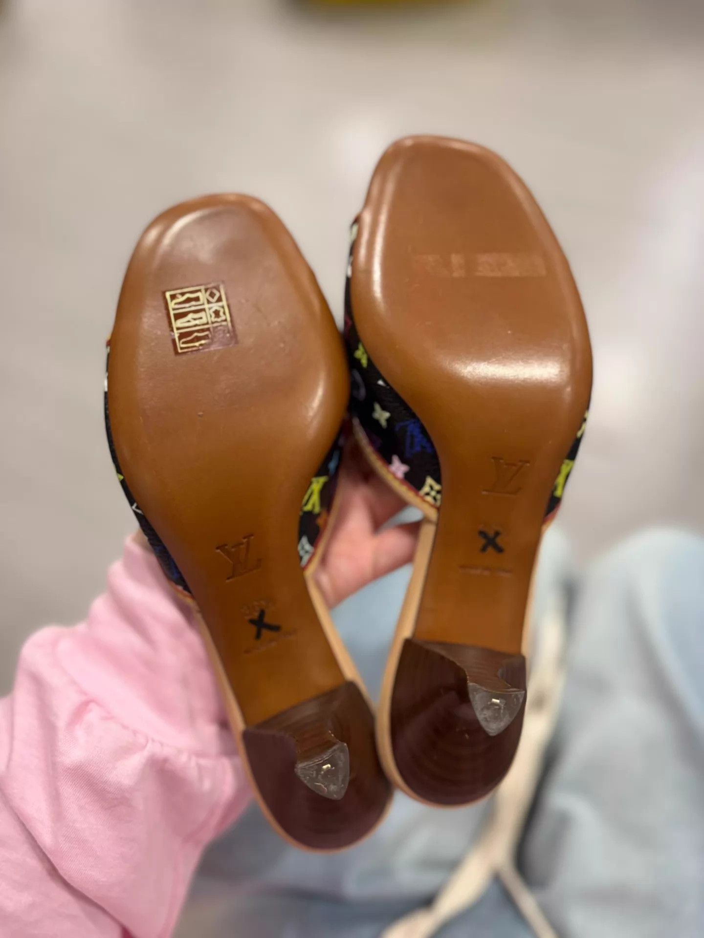 Louis Vuitton LV Rare Black Multicolor Half-Low Heel Sandal NOS 36.5 Size US 6 / IT 36 - 5 Thumbnail