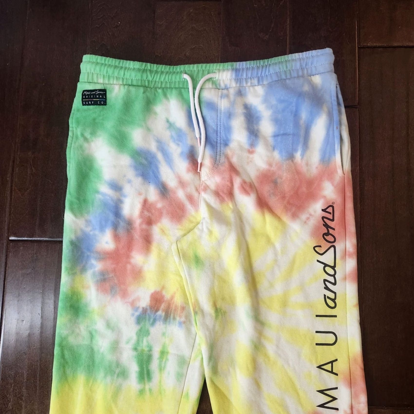 Rainbow Maui and Sons Tie Dye Jogger Sweatpants Mens Medium Rainbow Lounge Pants Regular Fit with Pockets Size US 31 - 5 Thumbnail