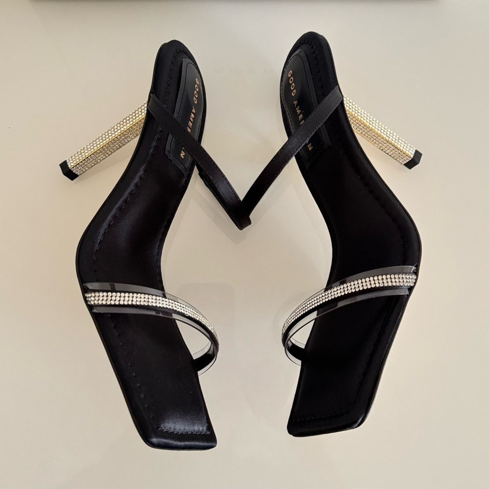 Good American NEW! Good American Heels, Size 9,5 Satin Black with Crystals Size US 9.5 / IT 39.5 - 3 Thumbnail