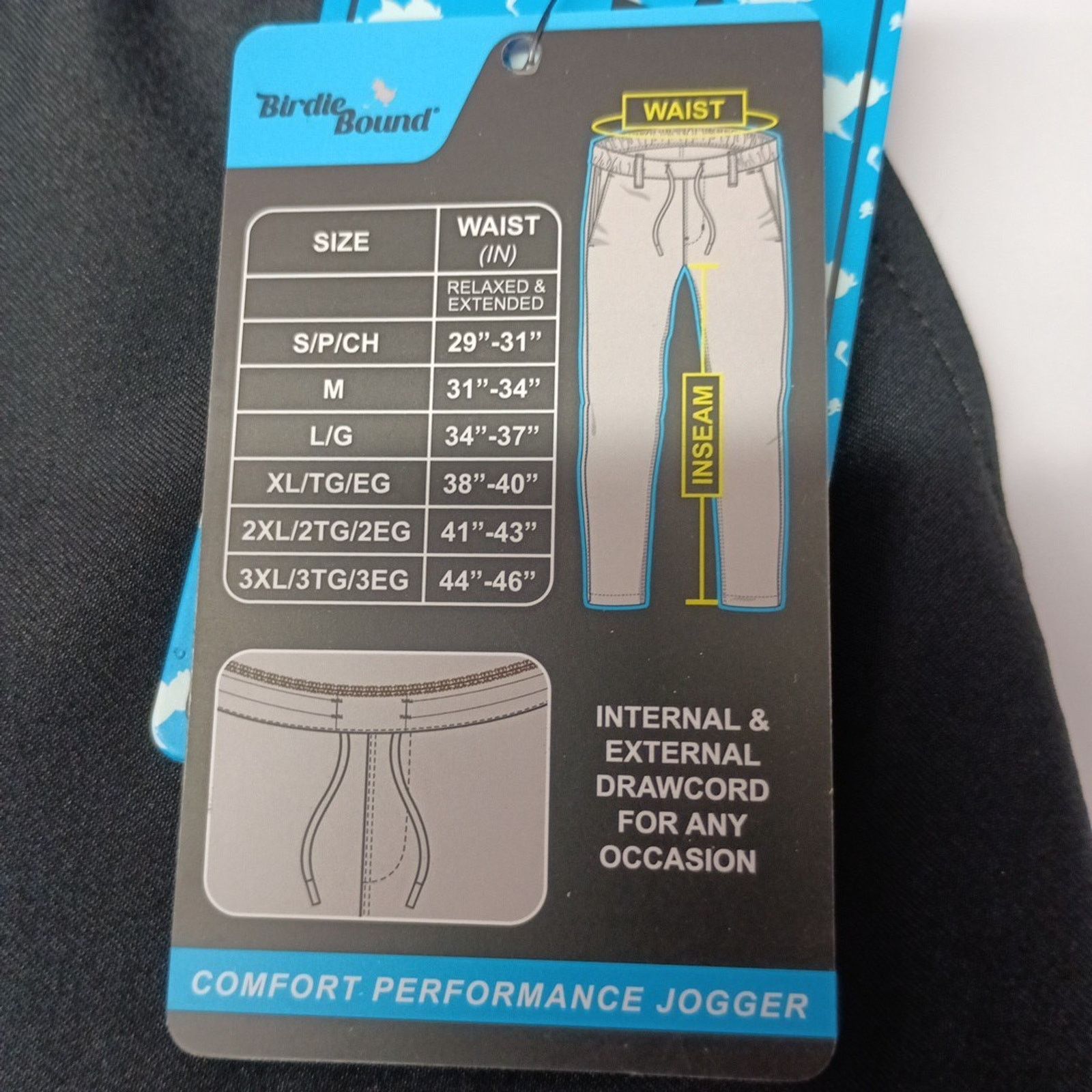 Other Birdie Bound Golf Joggers Men's L Black Stretch Drawstring Size US 34 / EU 50 - 6 Thumbnail