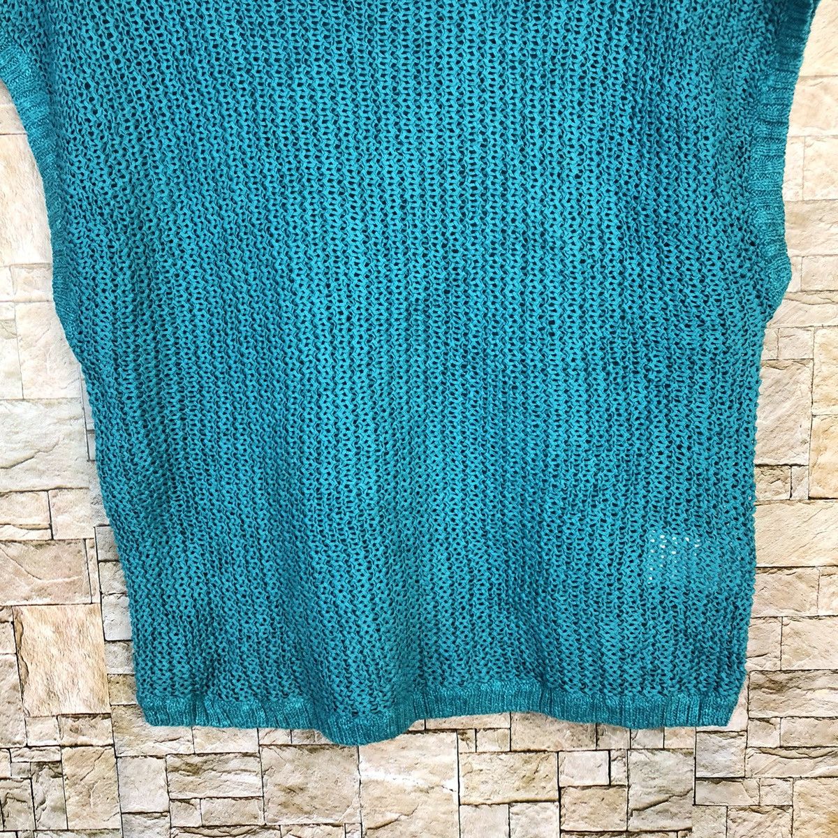 Uniqlo Blue crochet mesh net sleeveless Knitwear #A789