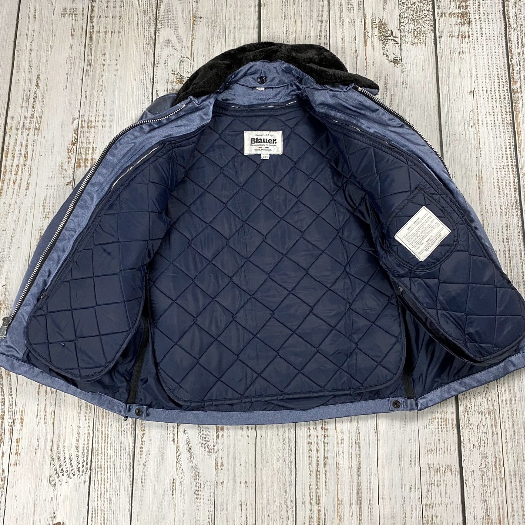 Vintage VINTAGE Blauer POLICE WINTER JACKET Short Navy Blue 90s Workwear Zip Full Zip Fur Collar Button NYPD Mens 36S Size US XXS / EU 40 - 5 Thumbnail