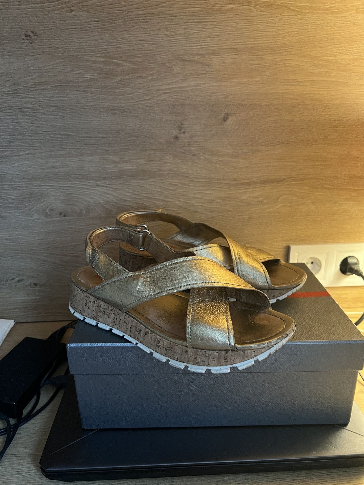 Prada Prada sandals gold shoes Size US 10.5 / IT 40.5 - 1 Thumbnail