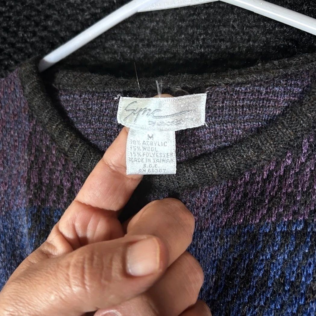 Stacy Adams VINTAGE Sync by Stacy Adams Plaid Knit Sweater Pullover Blue Purple Size M Womens Cardigan Crew Neck Long Sleeve Regular Fit Size M / US 6-8 / IT 42-44 - 2 Thumbnail
