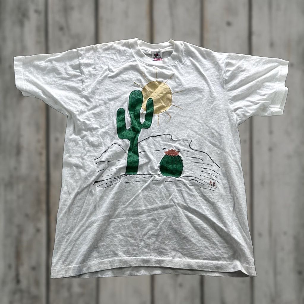 Fruit Of The Loom VINTAGE Fruit Of The Loom Shirt Mens L White Cactus Desert Graphic 80s 90s Shirt Mens L White Desert Graphic 80s 90s Fruit Of The Loom Size US L / EU 52-54 / 3 - 1 Thumbnail