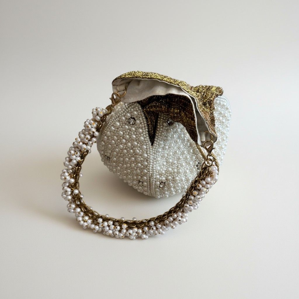 Other Ramla Neyla White Pearl Lotus Beaded Bridal Evening Bag Size ONE SIZE - 4 Thumbnail