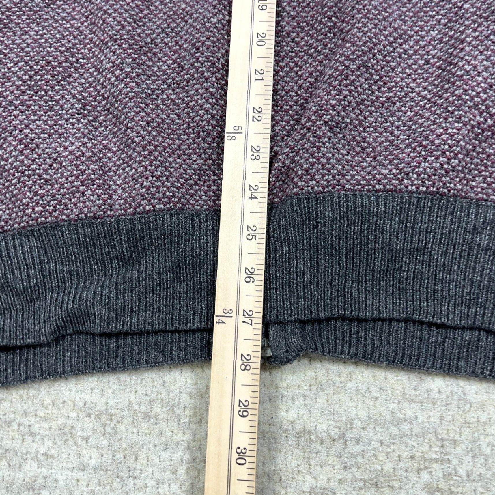 Jos. A. Bank Jos A Bank Sweater Mens Large Gray Maroon Wool Blend Full Zip Size US L / EU 52-54 / 3 - 6 Thumbnail