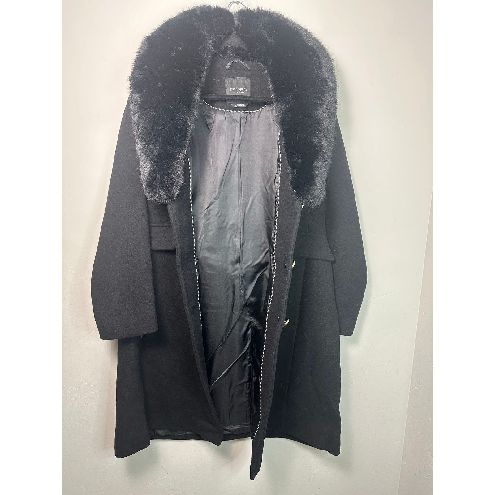 Kate Spade Kate Spade NWT Women’s Black Wool Blend Coat size L Size L / US 10 / IT 46 - 10 Thumbnail