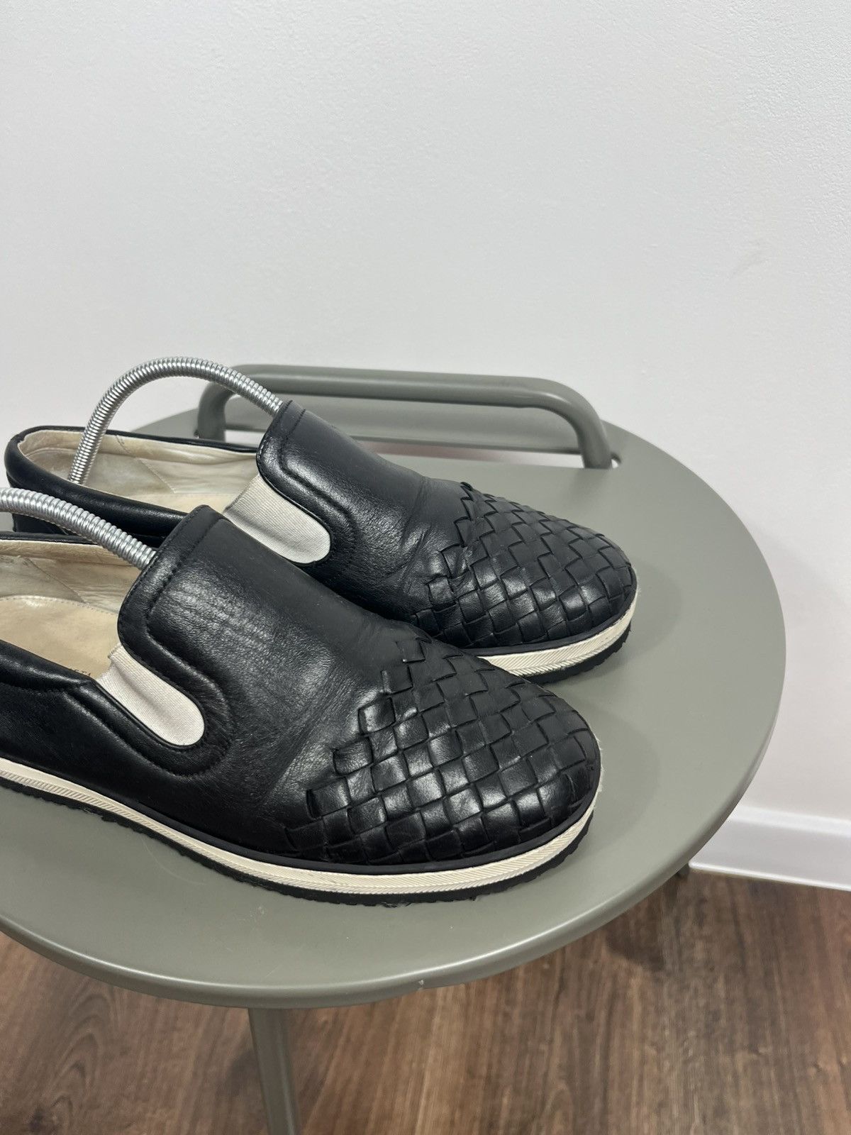 Bottega Veneta Bottega Veneta Black Woven Leather Slip-On Loafers Size 38.5 Size US 7.5 / IT 37.5 - 8 Thumbnail