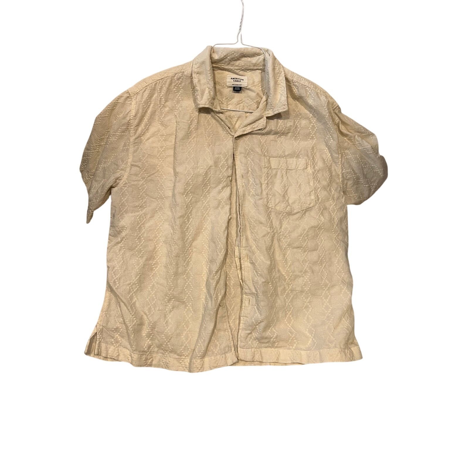 American Eagle Outfitters American Eagle Beige Light Short Sleeve Button Shirt Mens M Size US M / EU 48-50 / 2 - 1 Thumbnail