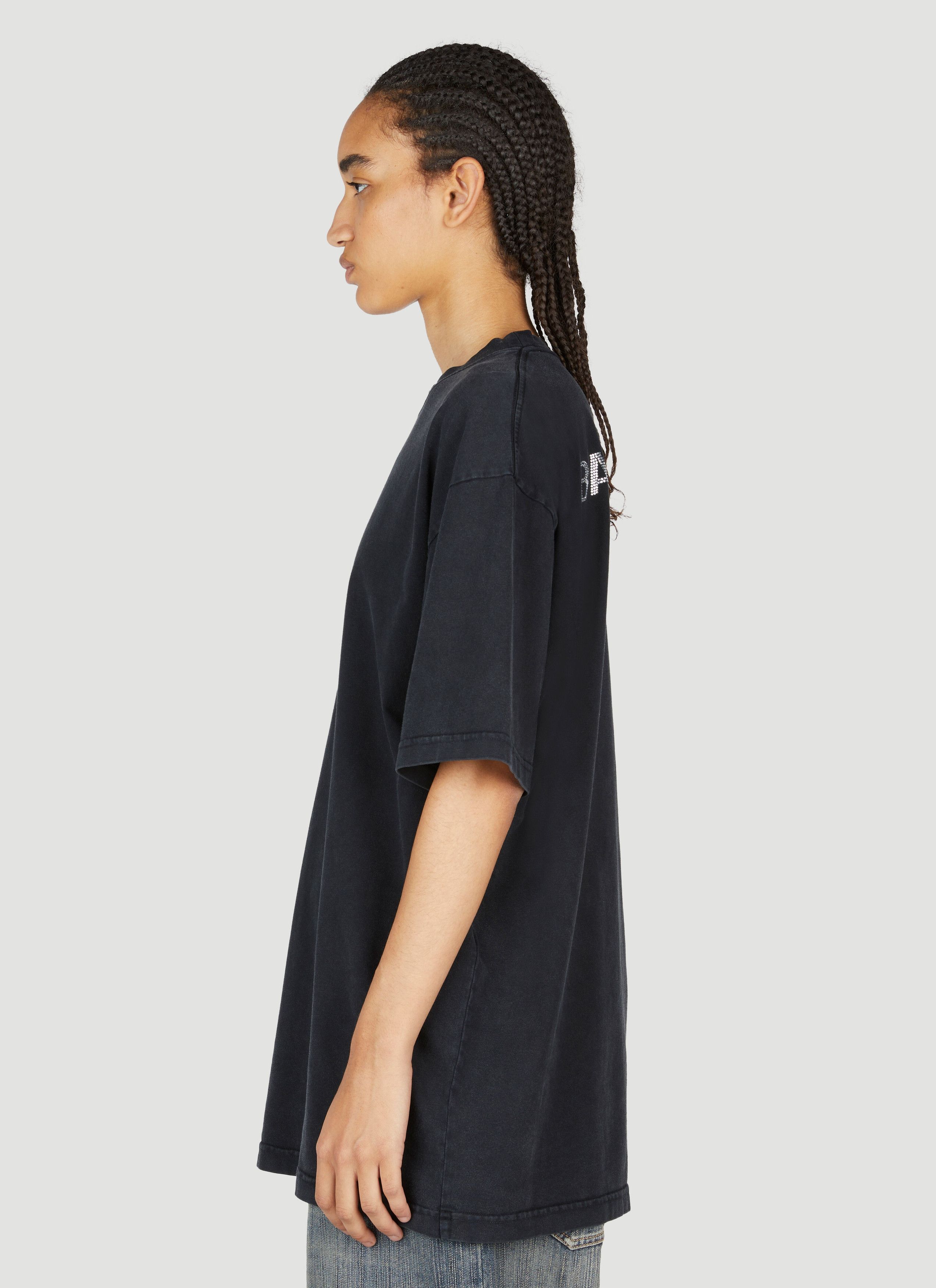 Balenciaga o1mt1gz0225 Back T-Shirt Large Fit in Black Size S / US 4 / IT 40 - 3 Thumbnail
