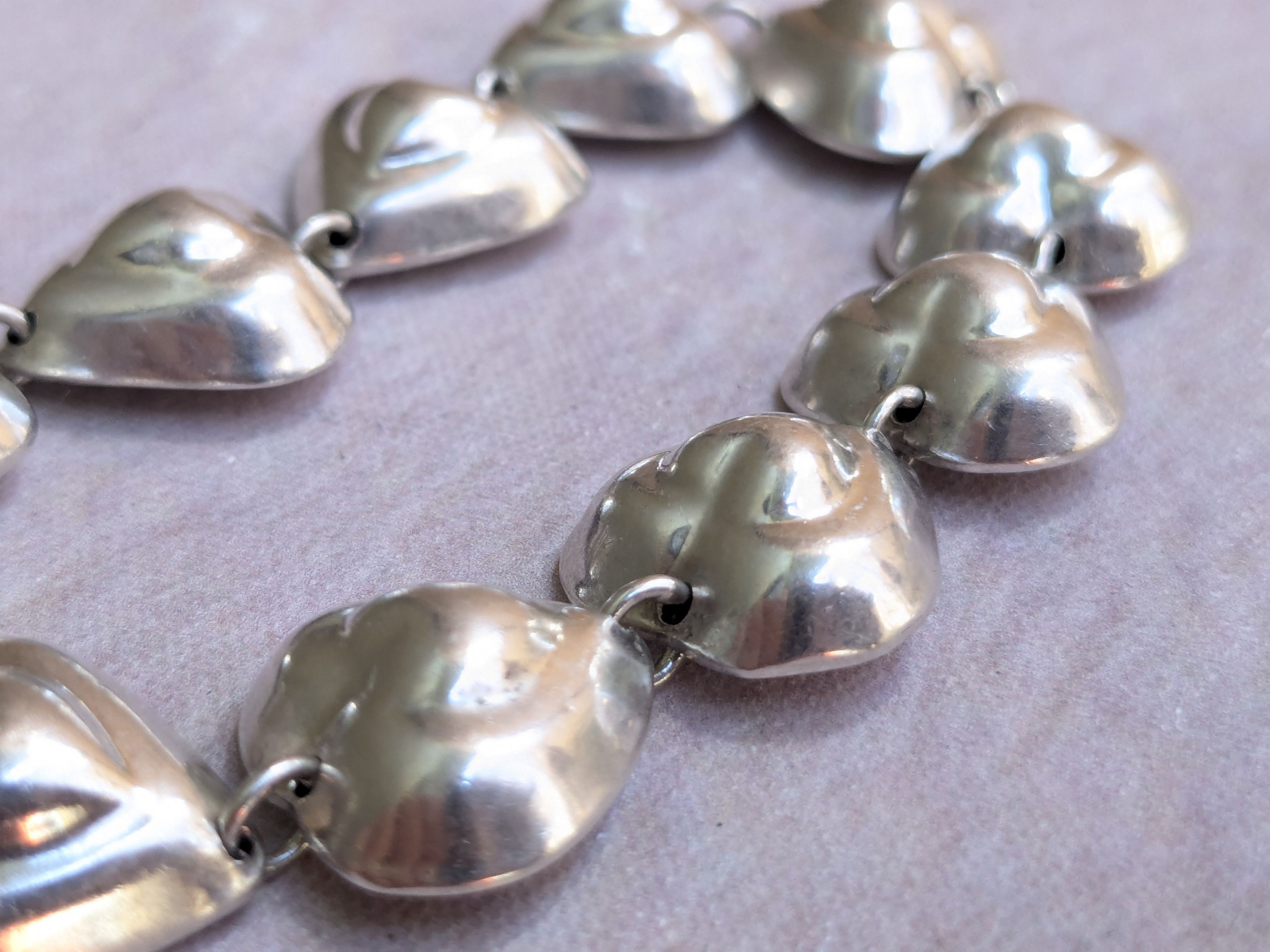 Jewelry Vintage Taxco Sterling Silver Heart Bracelet Y2K 7.5" Size ONE SIZE - 9 Thumbnail