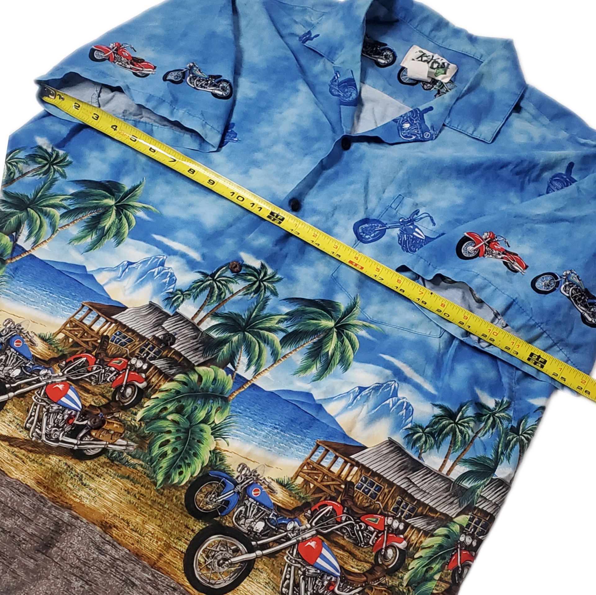 Vintage 90s All Over Print Hawaiian Biker Button Up Size US XL / EU 56 / 4 - 5 Thumbnail