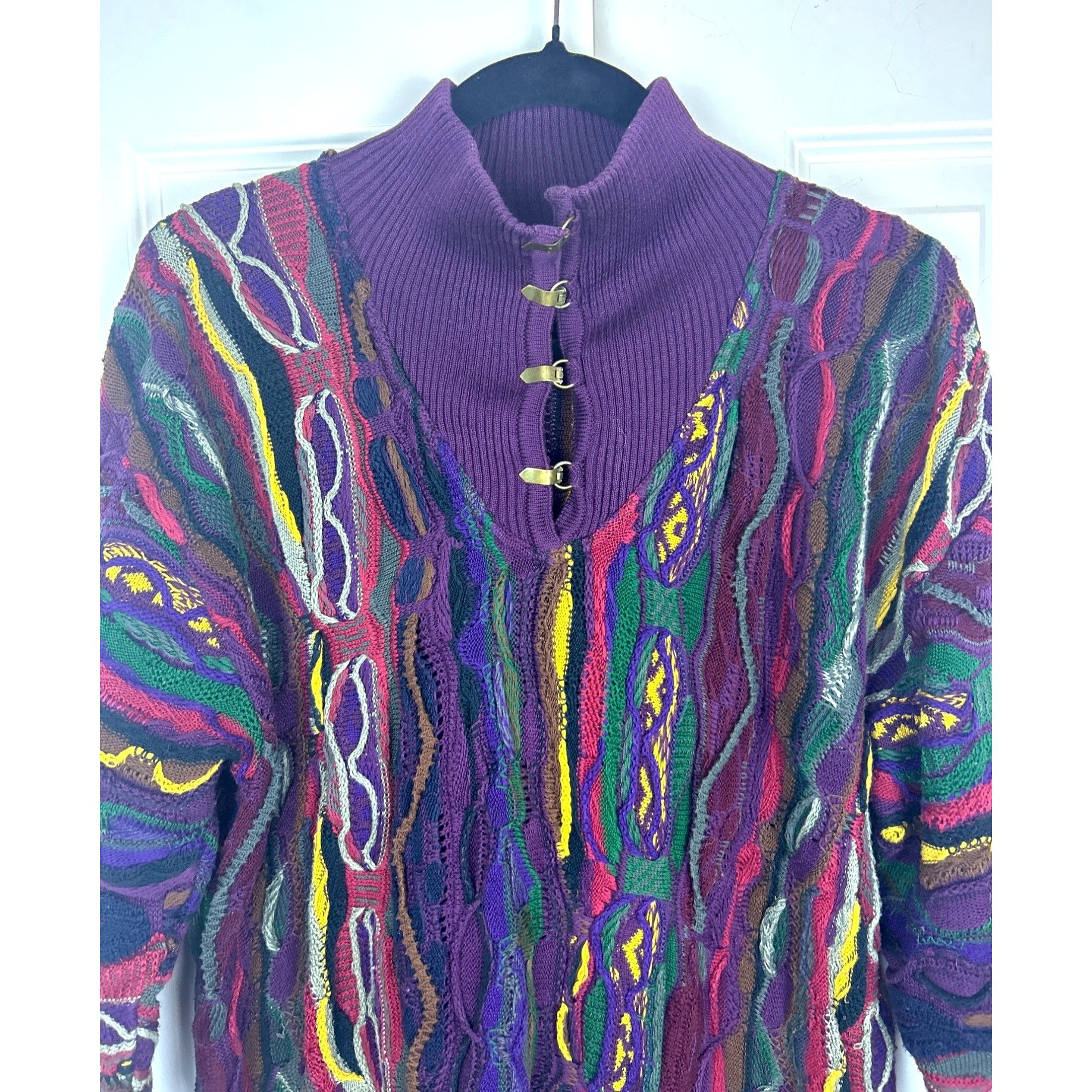 Coogi Rare Coogi Purple Multi Sweater 90's Metal Clasp Nec Size US M / EU 48-50 / 2 - 3 Thumbnail