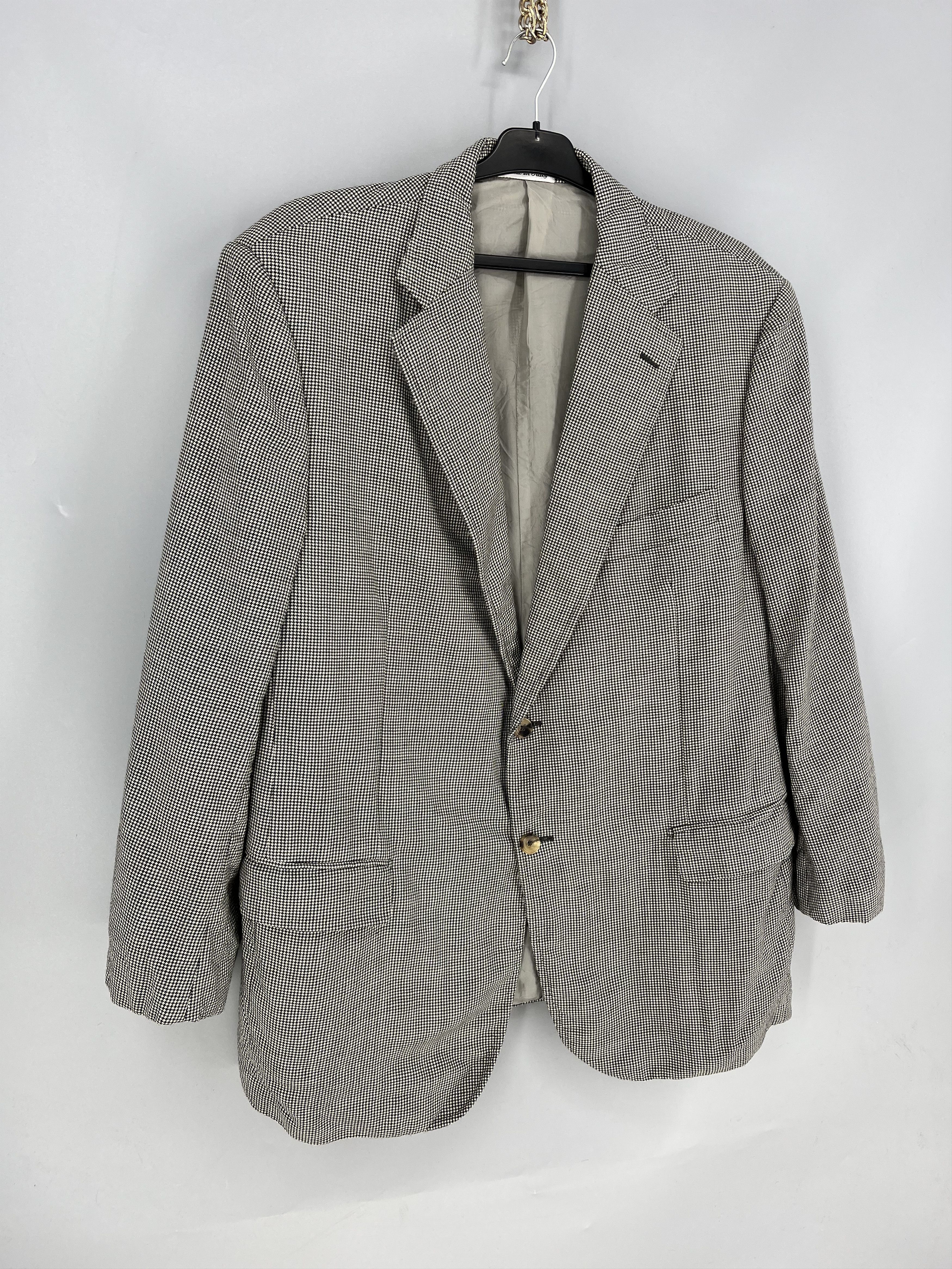 Pal Zileri PAL ZILERI Blazer Jacket Grey Houndstooth Wool 3 Button Size 52R - 2 Thumbnail