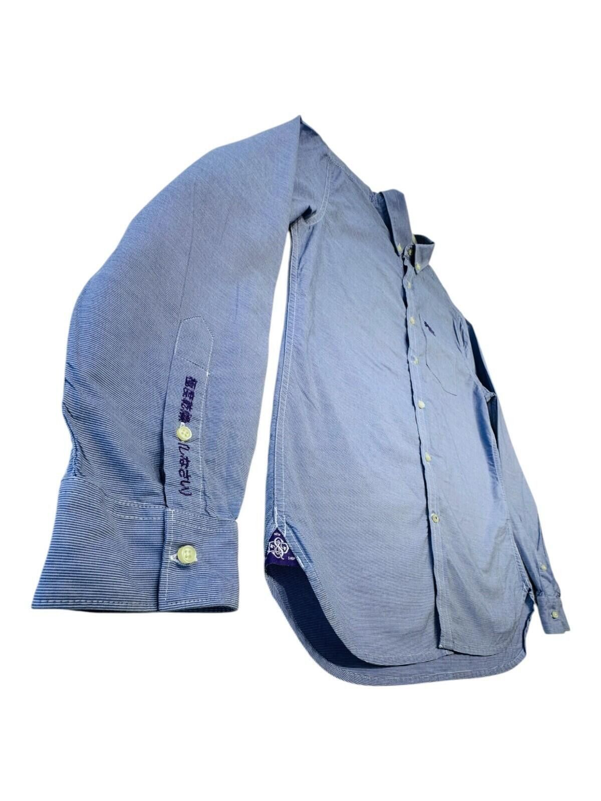 Superdry SuperDry Shirt Men's UK Size L Blue Pinstripe Embroidered Size 42R - 6 Thumbnail