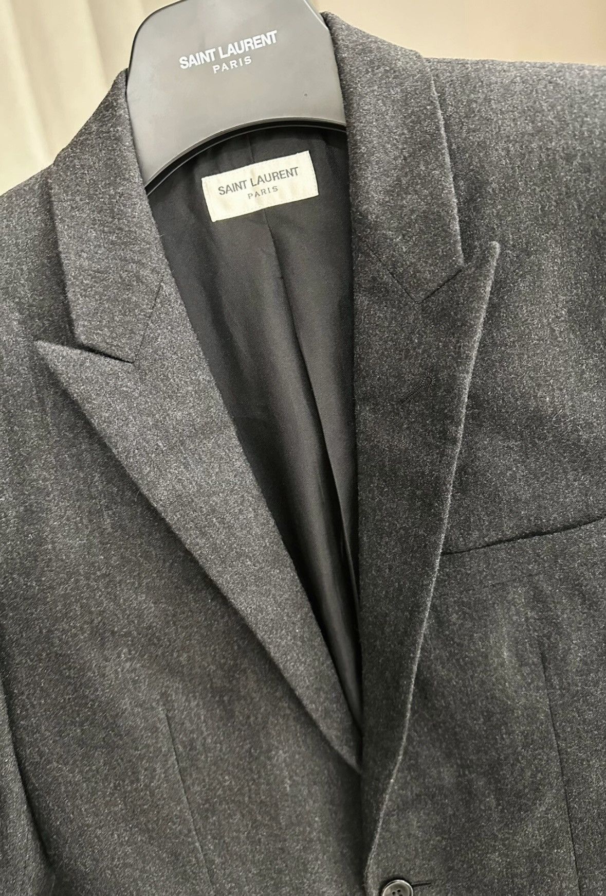 Saint Laurent Paris Saint Laurent SLP 2015FW Sword Collar Gray Wool Suit Jacket Size 46S - 2 Thumbnail
