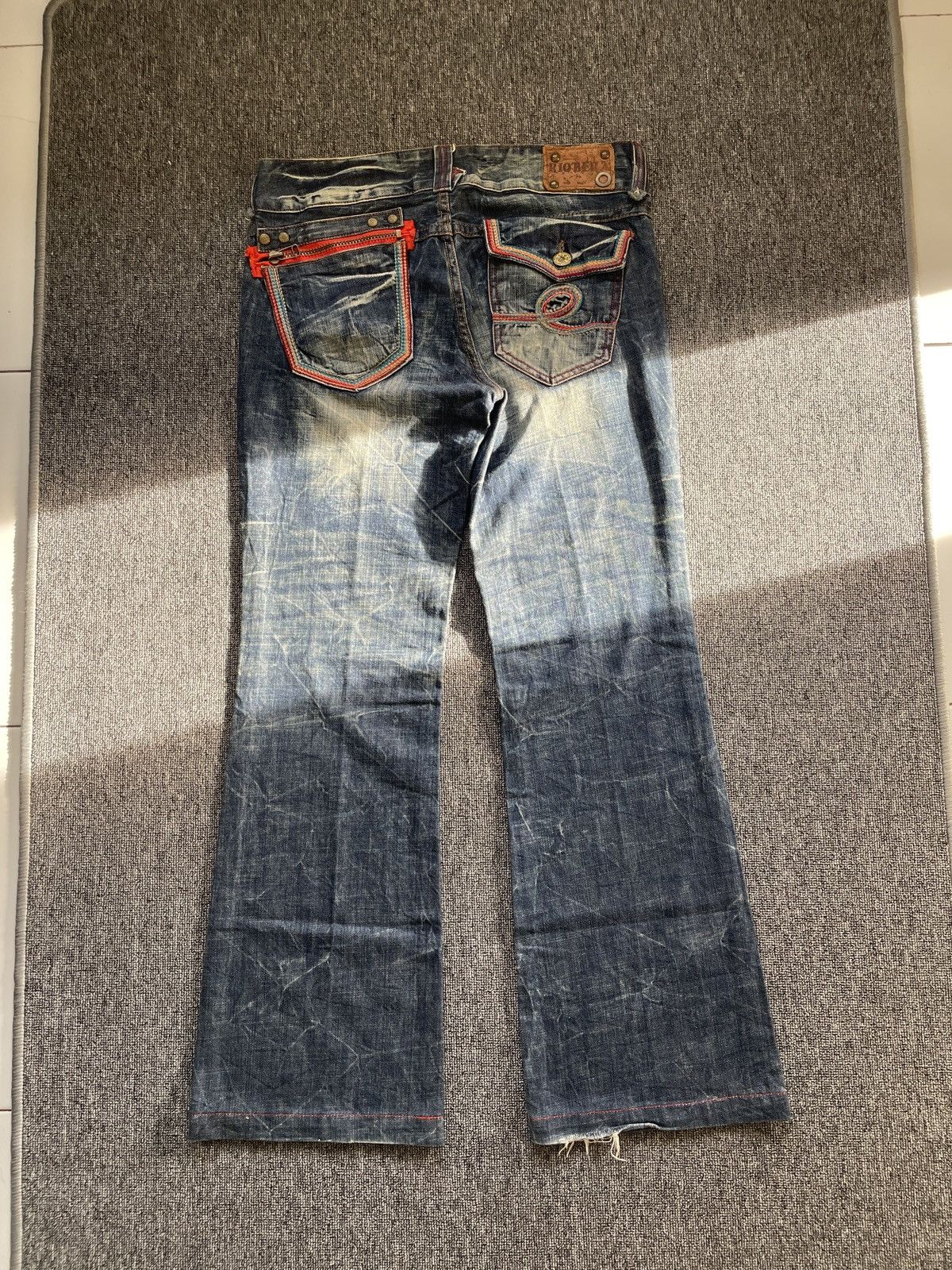 Japanese Brand Vintage Y2K Reobera Low Rise Boot Cut Distressed Flare Jeans Size 31" - 8 Thumbnail