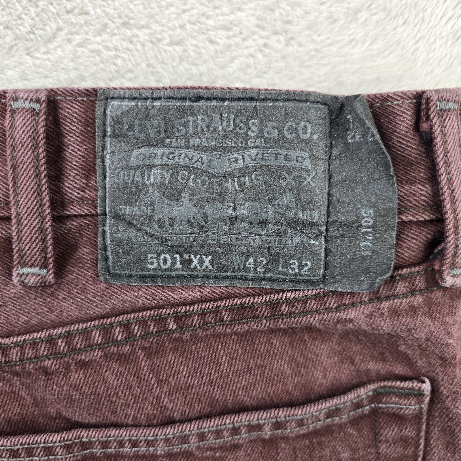 Levi's Levis 501xx Jeans 42x32 (Actual 40x29) Maroon Straight Leg Size US 40 / EU 56 - 10 Thumbnail