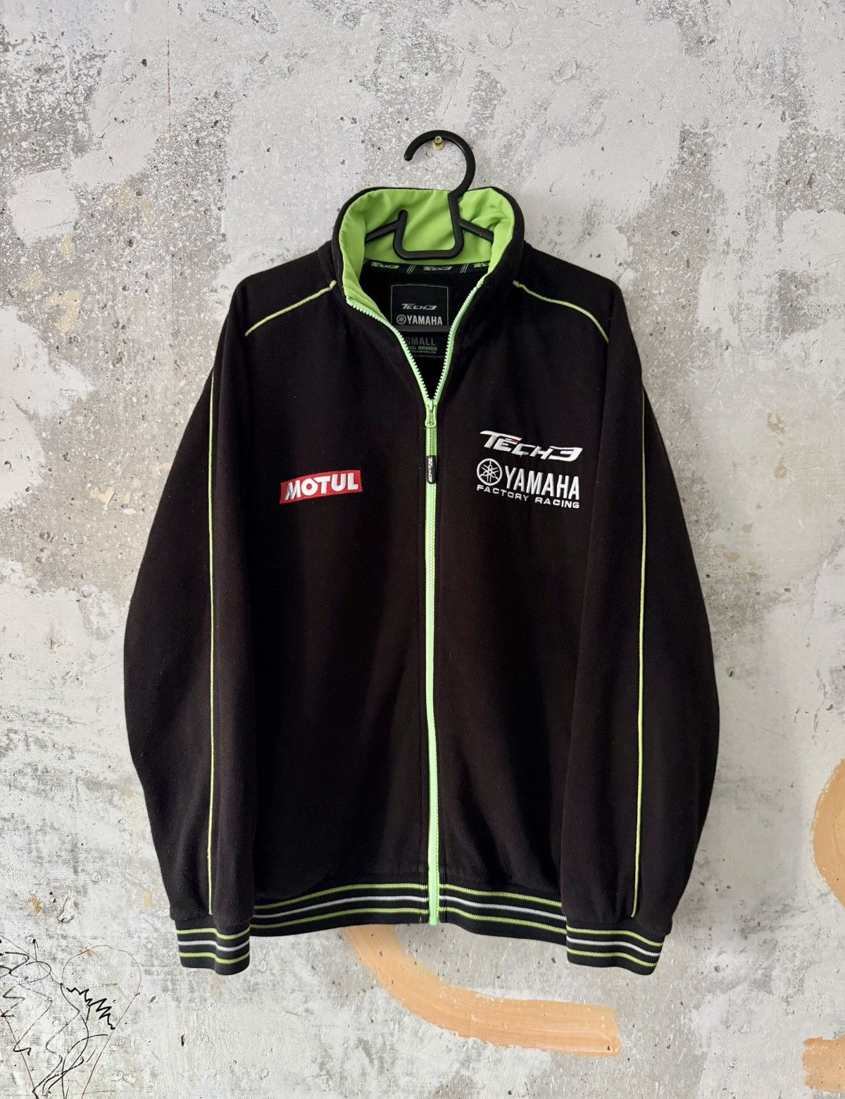 Yamaha Tecno Factory Black Racing Fleece Moto Jacket Y2K