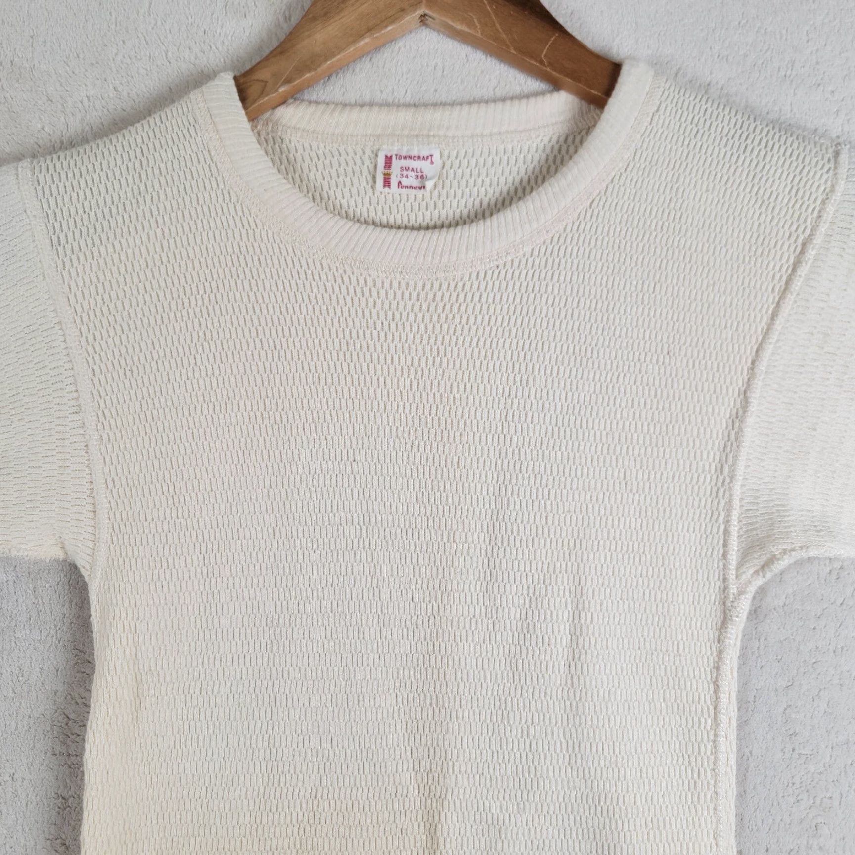 Vintage VINTAGE Penny’s Towncraft Thermal Workwear Knit Long Sleeve T-Shirt Mens S White 50s Ranch Workwear Knit Crew Neck Thick Woolly Size US S / EU 44-46 / 1 - 2 Thumbnail