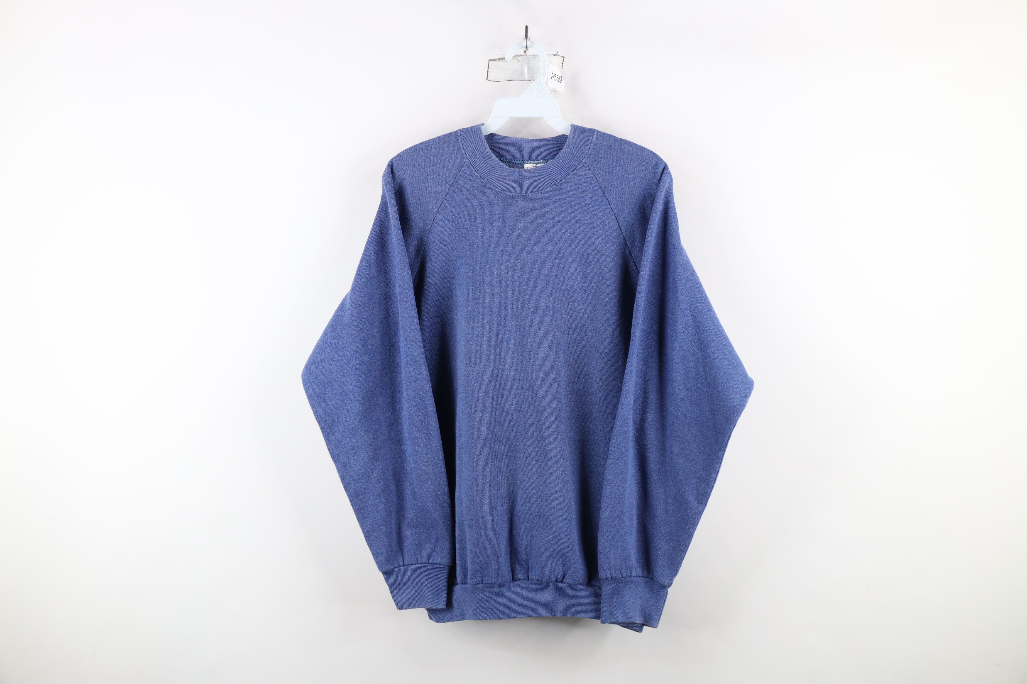 Vintage Vintage 90s Streetwear Crewneck Sweatshirt Heather Blue USA Size US L / EU 52-54 / 3 - 1 Thumbnail