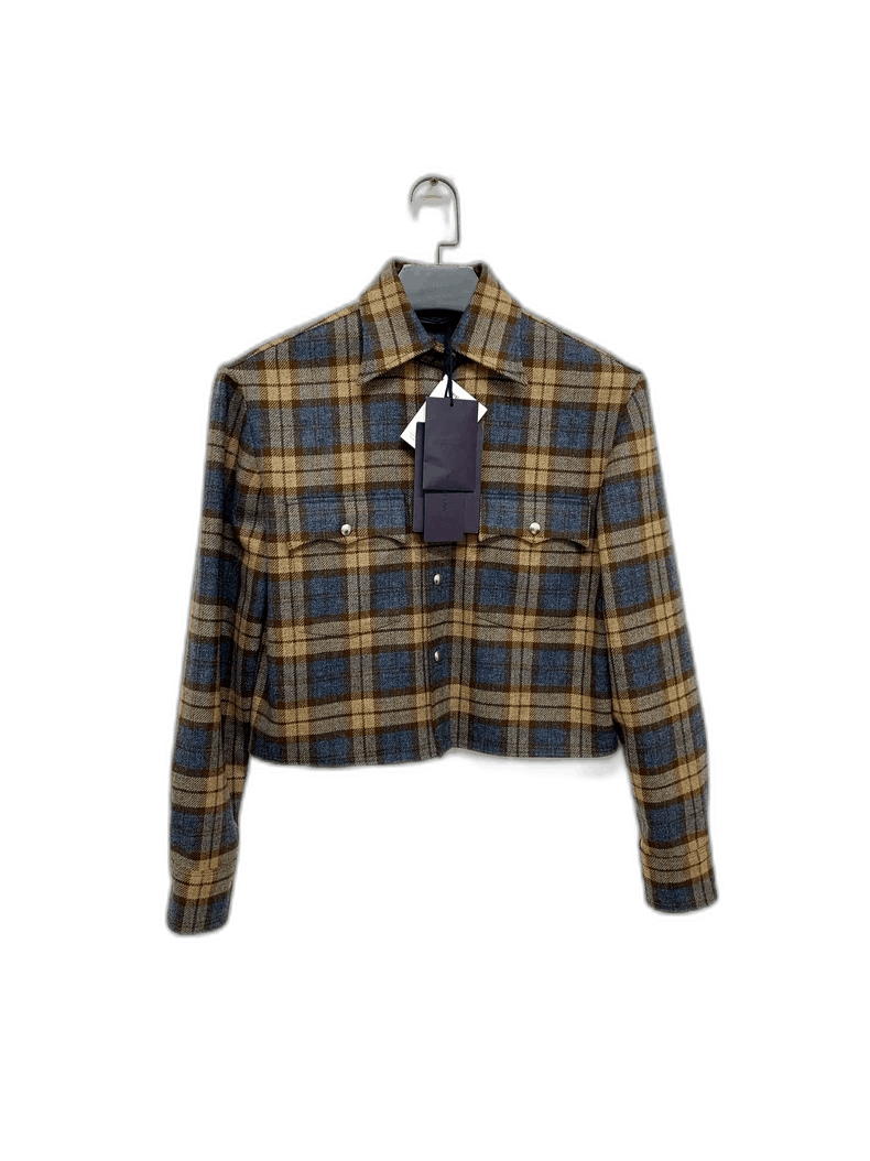 Prada Checkered Wool Crop Jacket-2506