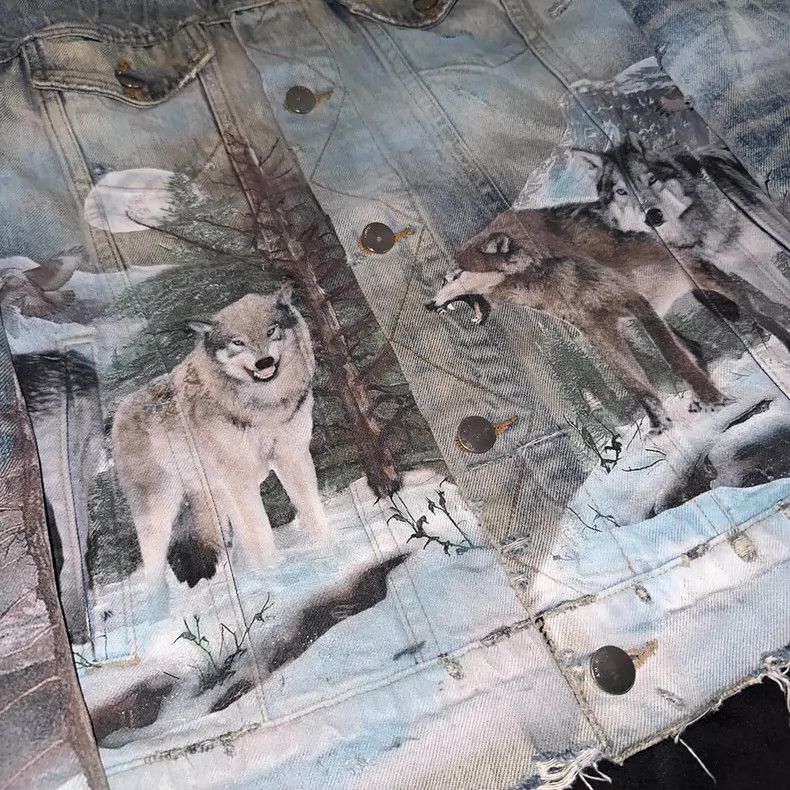 Amiri 19AW Shearling Airbrush Trucker Jacket