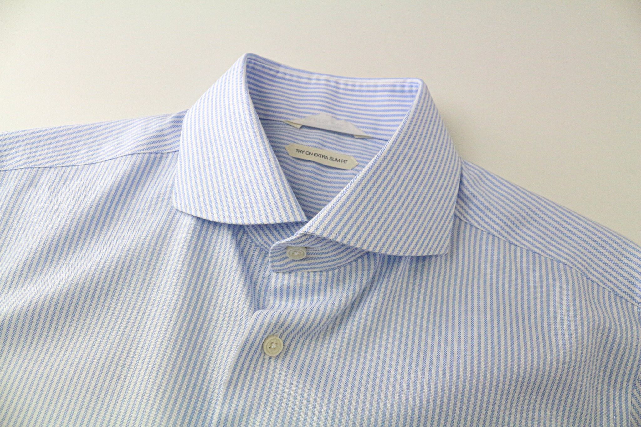 Suitsupply 40/15 3/4 Extra Slim Blue Striped Cotton Shirt 75984 Size 40R - 3 Thumbnail