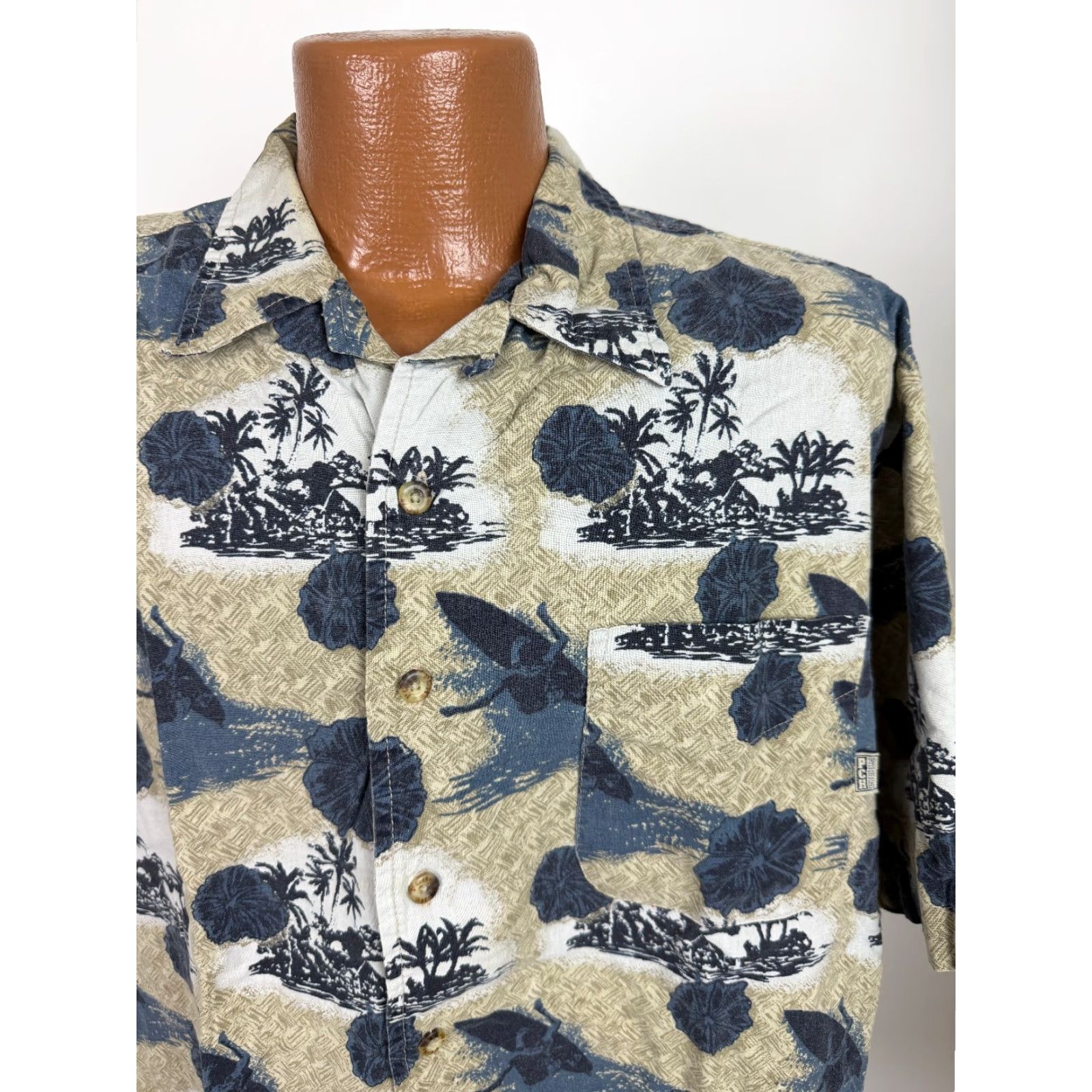Vintage VINTAGE Pacific Coast Highway Hawaiian Shirt Mens L beige Cotton 90s Floral Surf Camp Collar Button-Up Short Sleeve Size US L / EU 52-54 / 3 - 2 Thumbnail