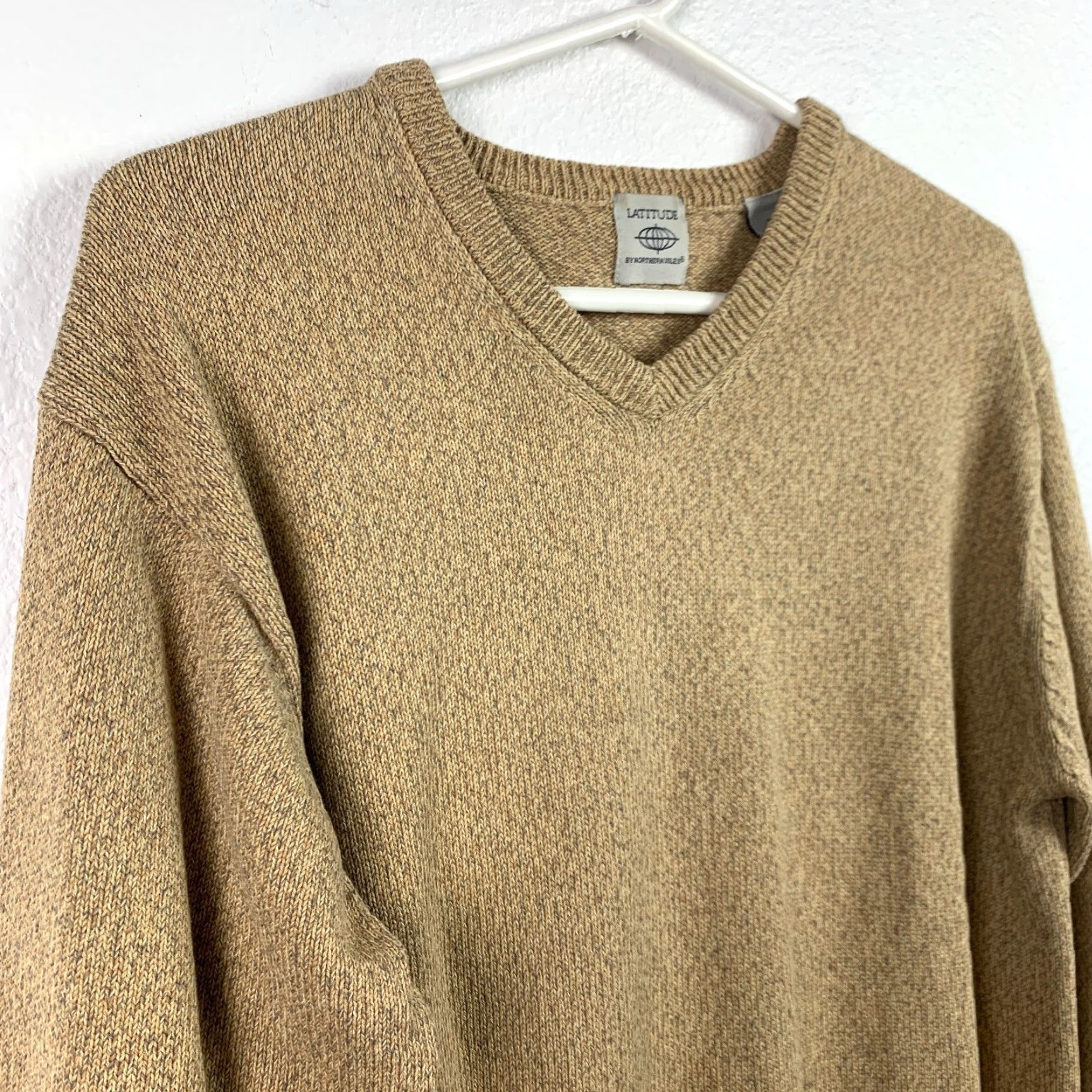 Vintage VINTAGE Northern Isles Cotton V-Neck Sweater Mens M Beige 100% Cotton Casual Knit Sweater Lead Time: 0 Size US M / EU 48-50 / 2 - 2 Thumbnail