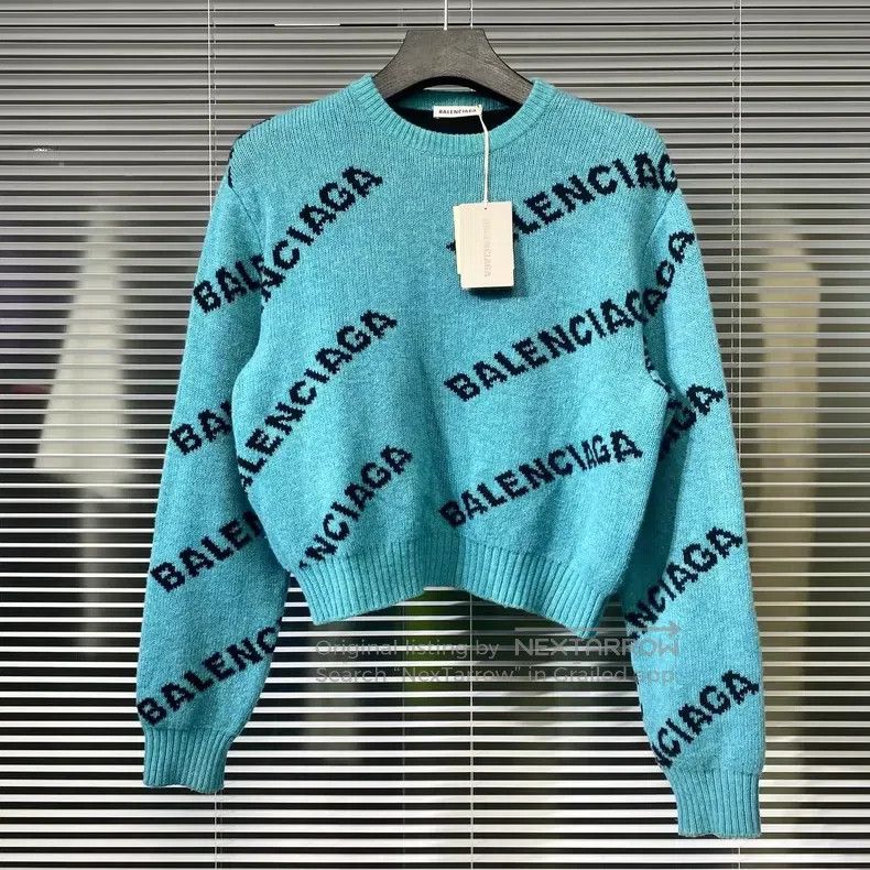Balenciaga Sweater with barrage print short and wide fit