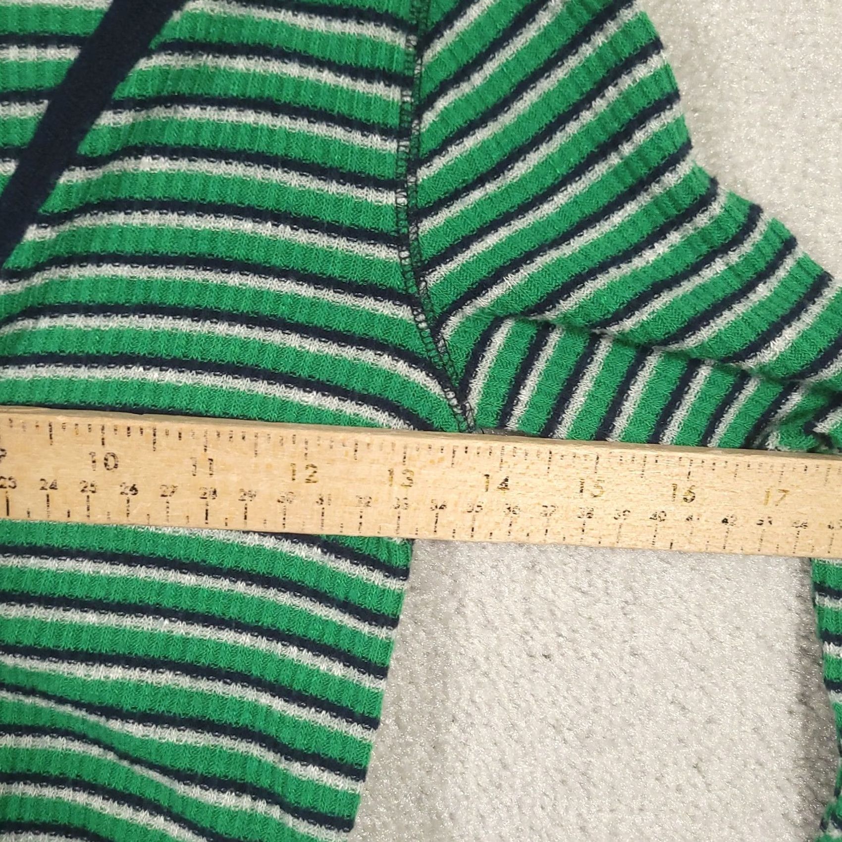 Abercrombie & Fitch Abercrombie & Fitch Long Sleeve Henley Shirt Small Tie Front Y2K Bella Swan Green Striped Cotton Blend Button-Up Womens Shirt Size S / US 4 / IT 40 - 4 Thumbnail