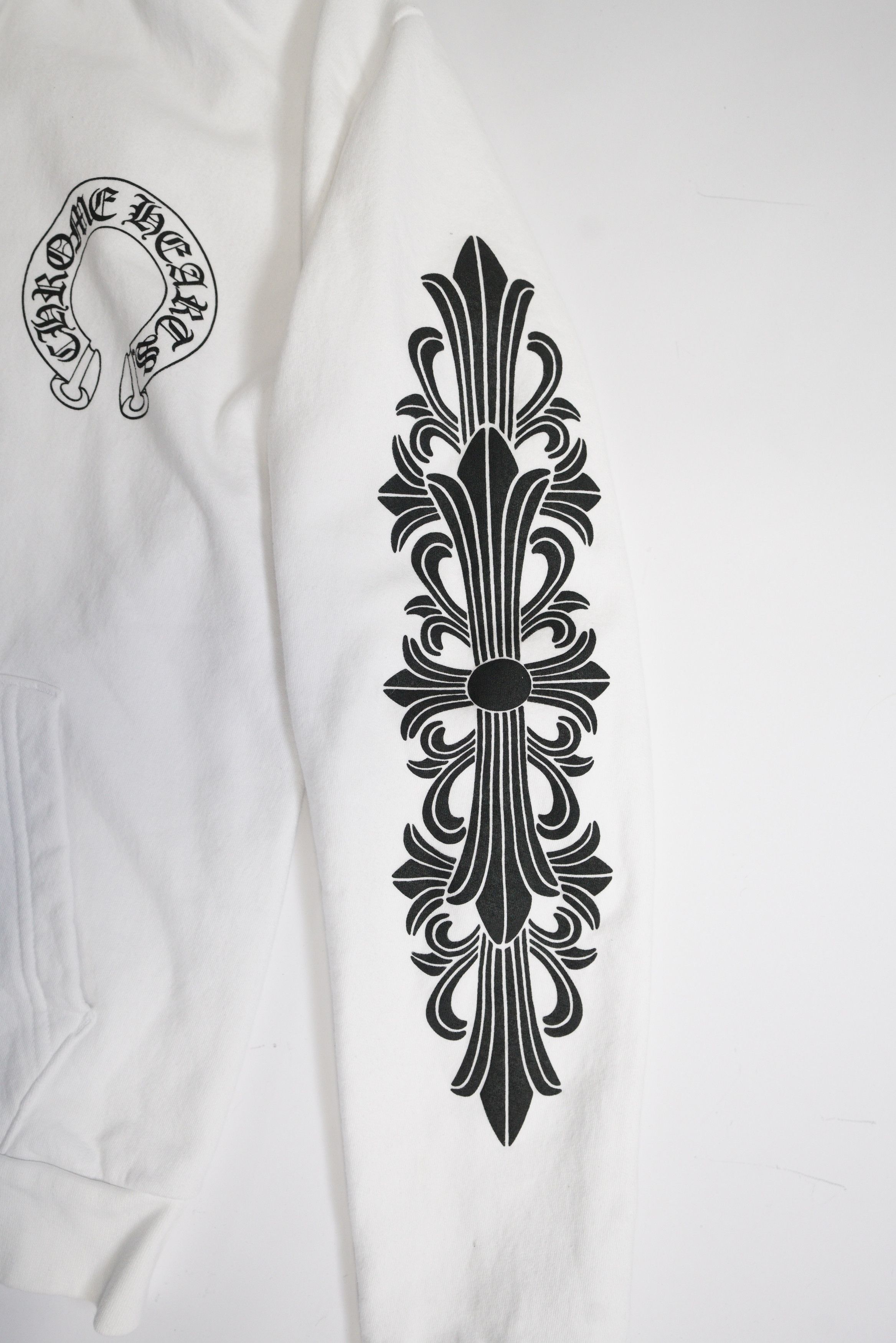 Chrome Hearts Horseshoe Floral Sleeve Fleece Zip Up Hoodie