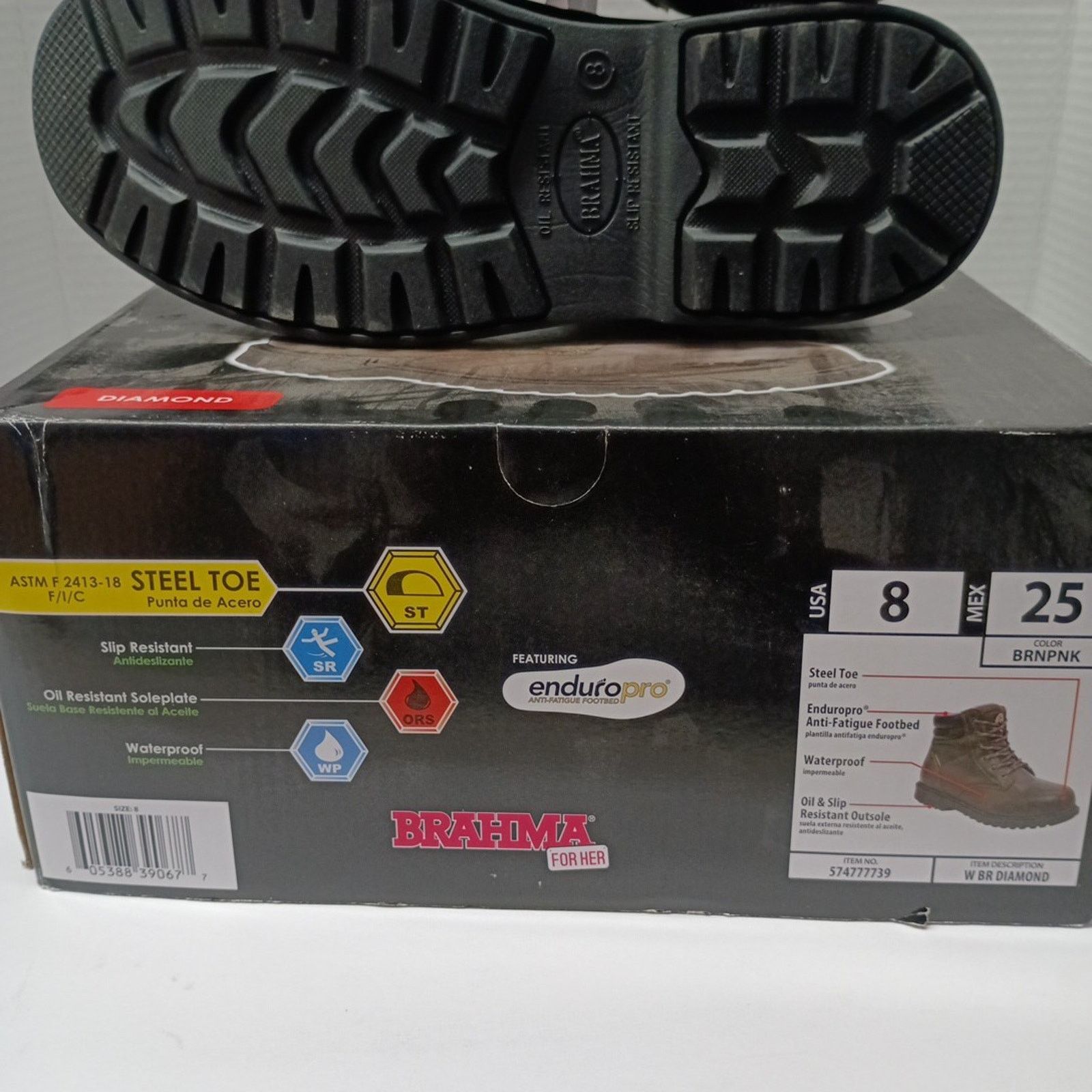 Other Brahma Work Boots Women's US 8 Brown Pink Safety Steel Toe Size US 8 / IT 38 - 7 Thumbnail