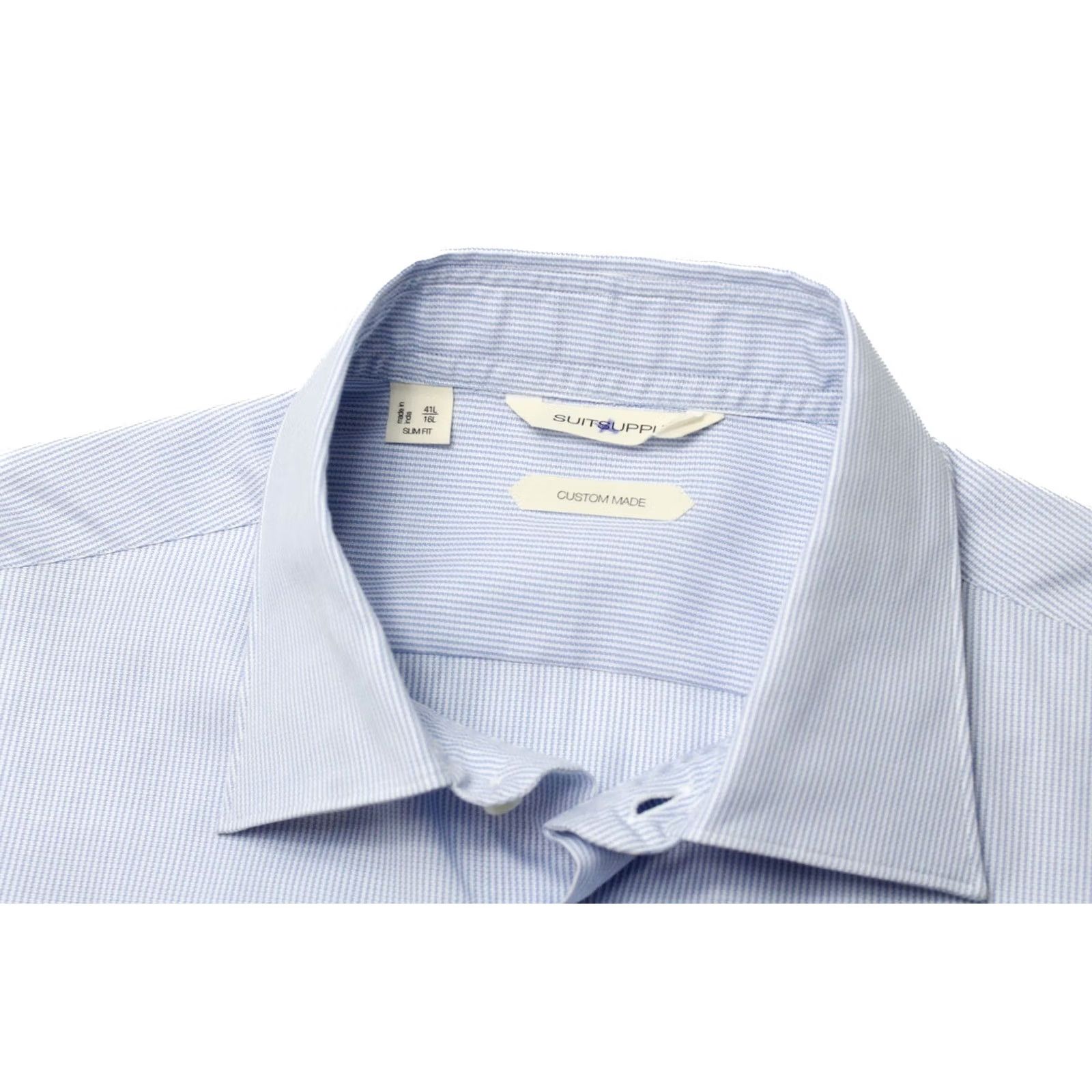 Suitsupply Suitsupply Custom Made Slim Fit Formal Shirt Men's 41L / 16L Spread Pinstriped Shirt Size 42R - 4 Thumbnail