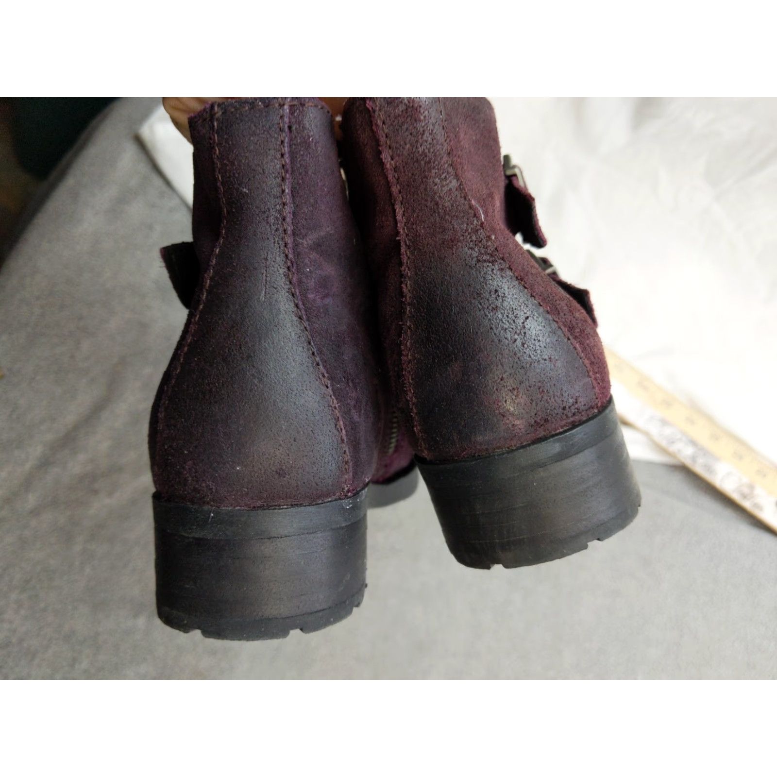 Born Born Boots Womens 6.5 Purple Leather Ankle Zip Buckle Booties Block Heel Casual Size US 7 / IT 37 - 5 Thumbnail