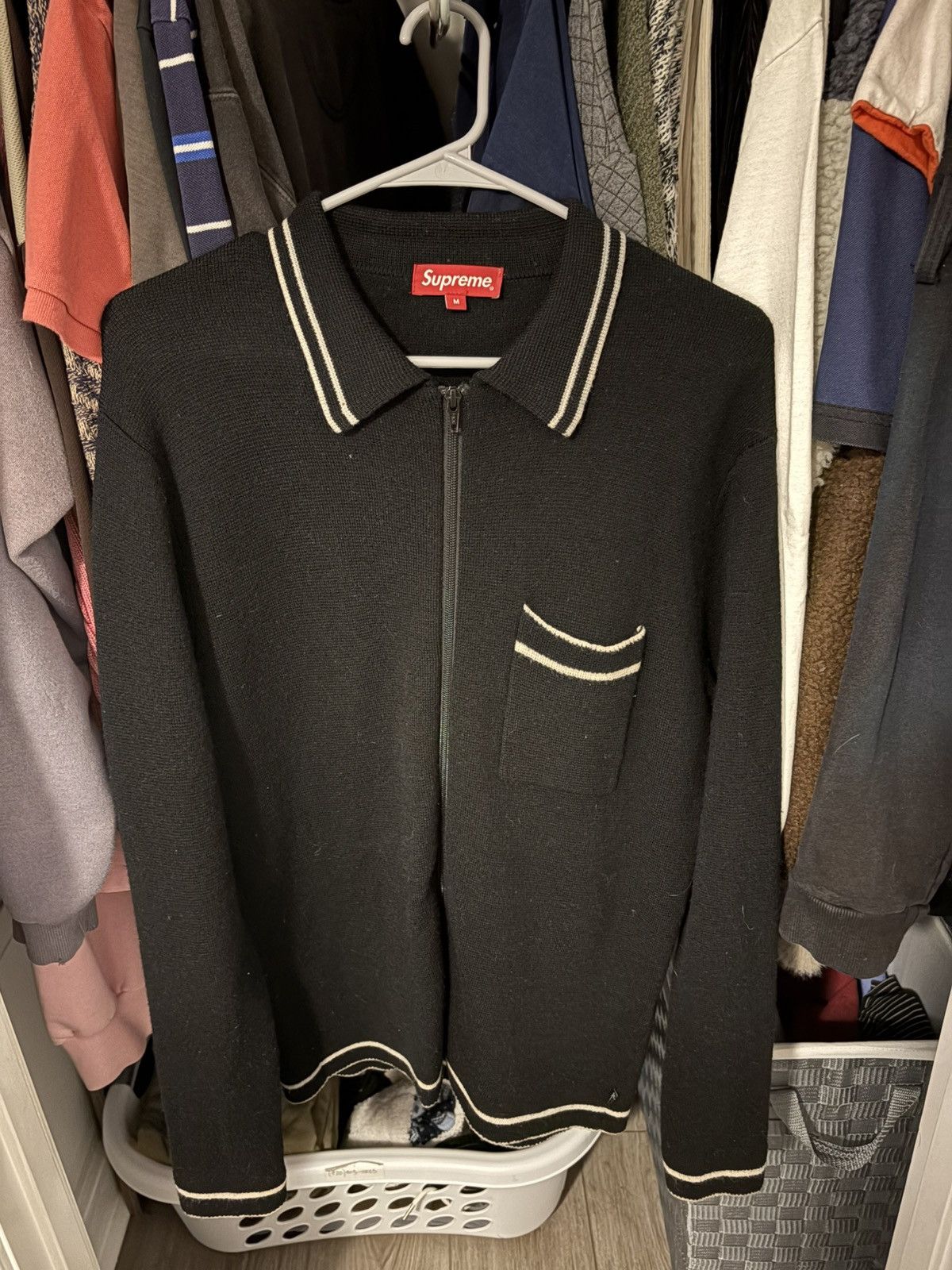 Supreme Zip Up Polo Sweater | Grailed