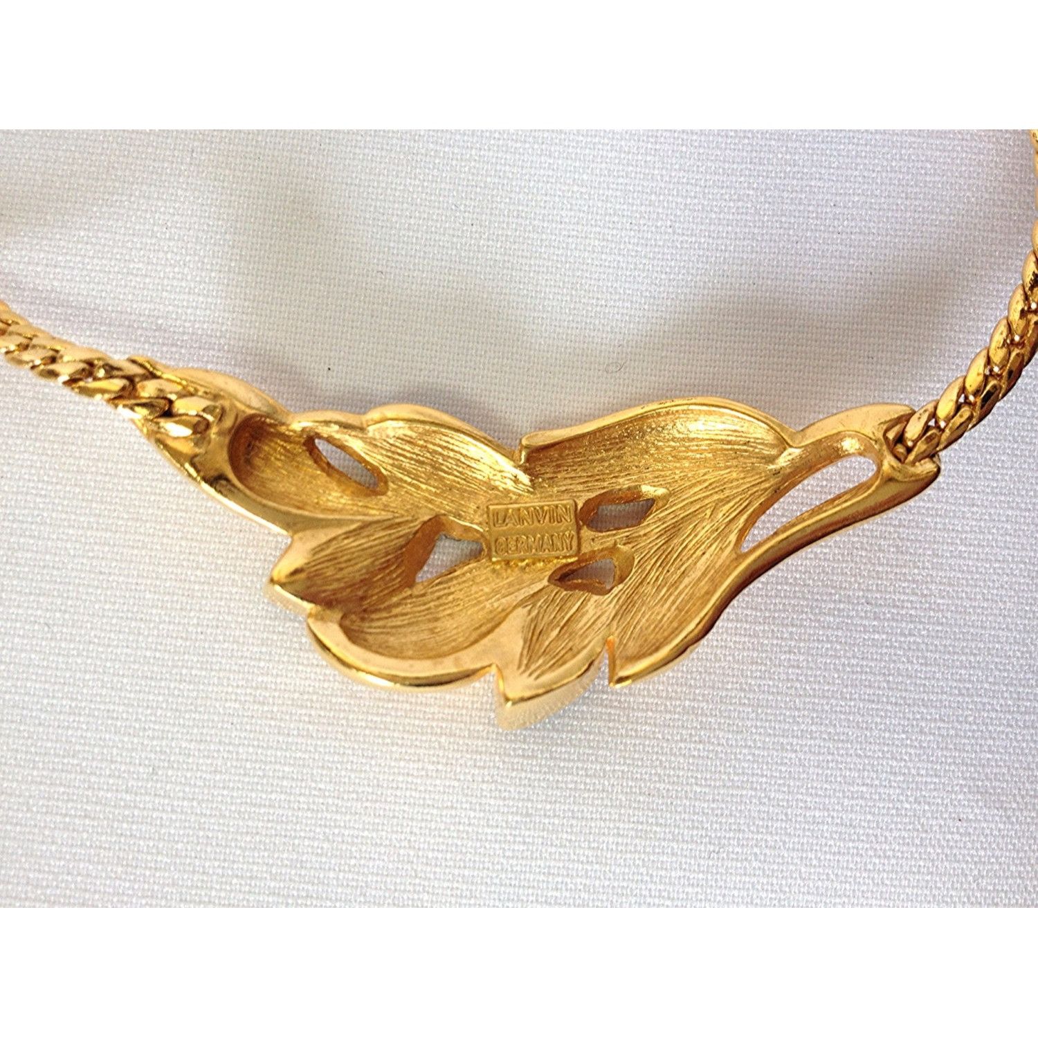 Lanvin MINT. Vintage LANVIN golden chain necklace with golden leaf Size ONE SIZE - 3 Thumbnail