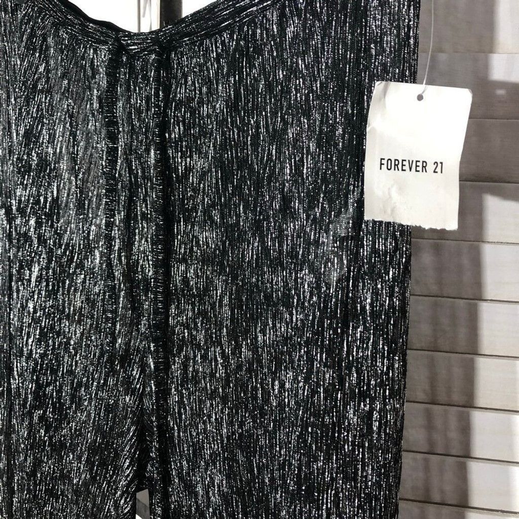 Forever 21 Cover Up Pants Disco Sequin High-Rise Silver/Black S Size 27" / US 4 / IT 40 - 3 Thumbnail