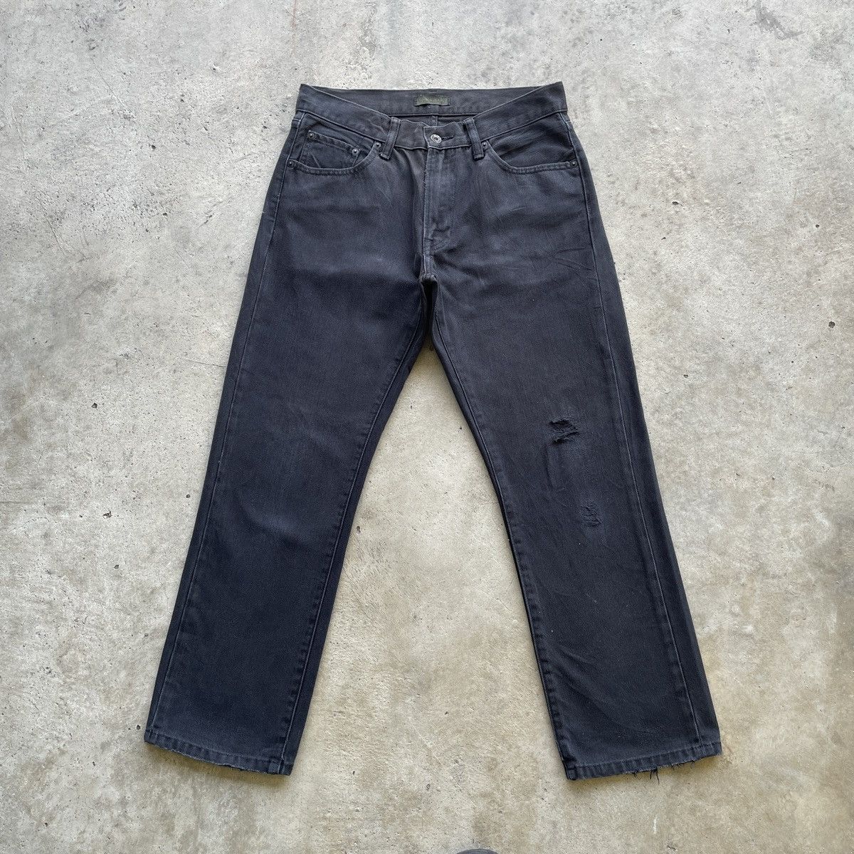 image of Vintage Japanese Black Faded Distressed Jeans Denim Pants W30 in Faded Black, Men's