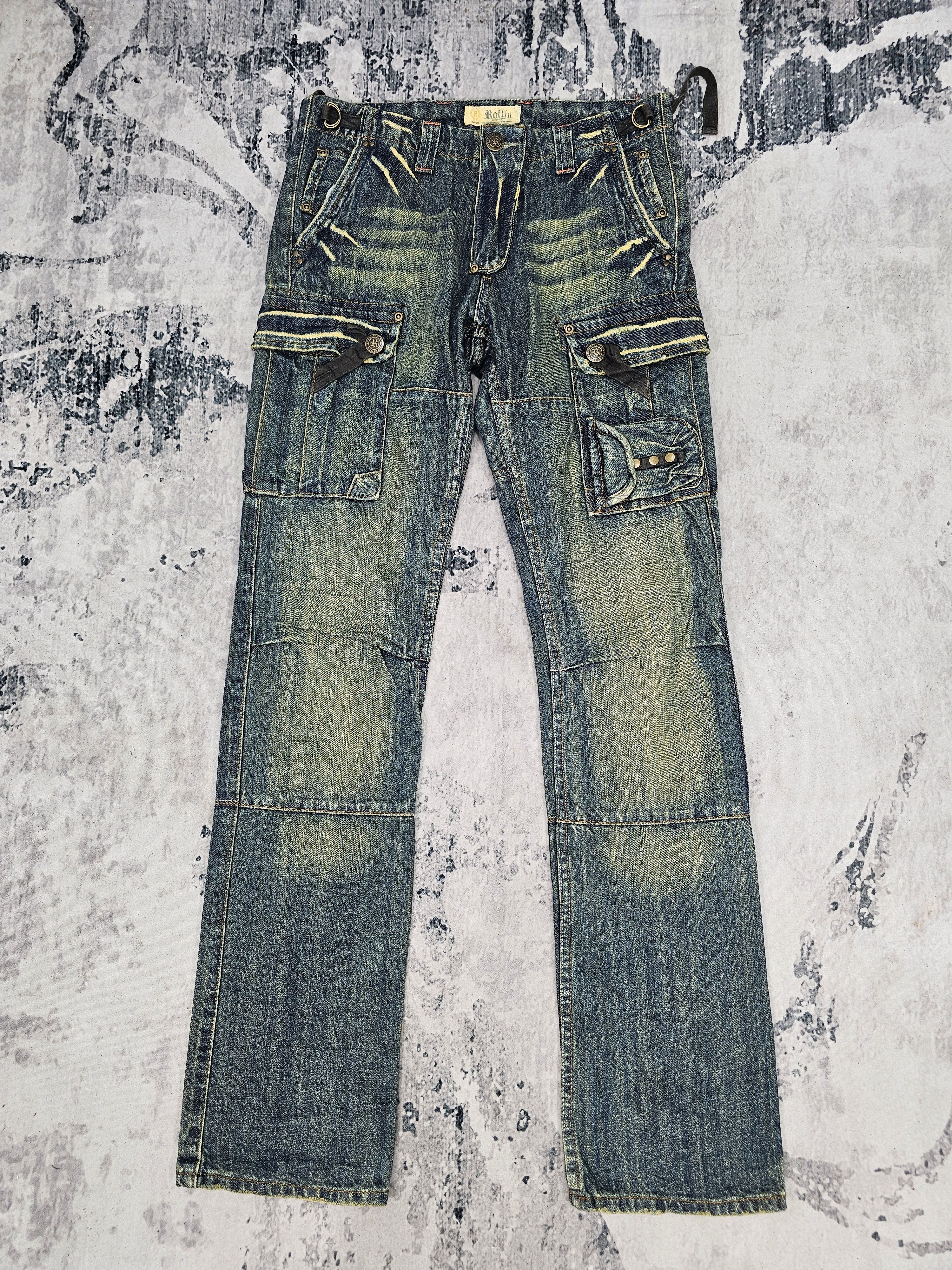 Japanese Brand ROLLIN Multi Bush Pocket Punk Bondage Design Jeans JB0314 Size US 32 / EU 48 - 1 Thumbnail