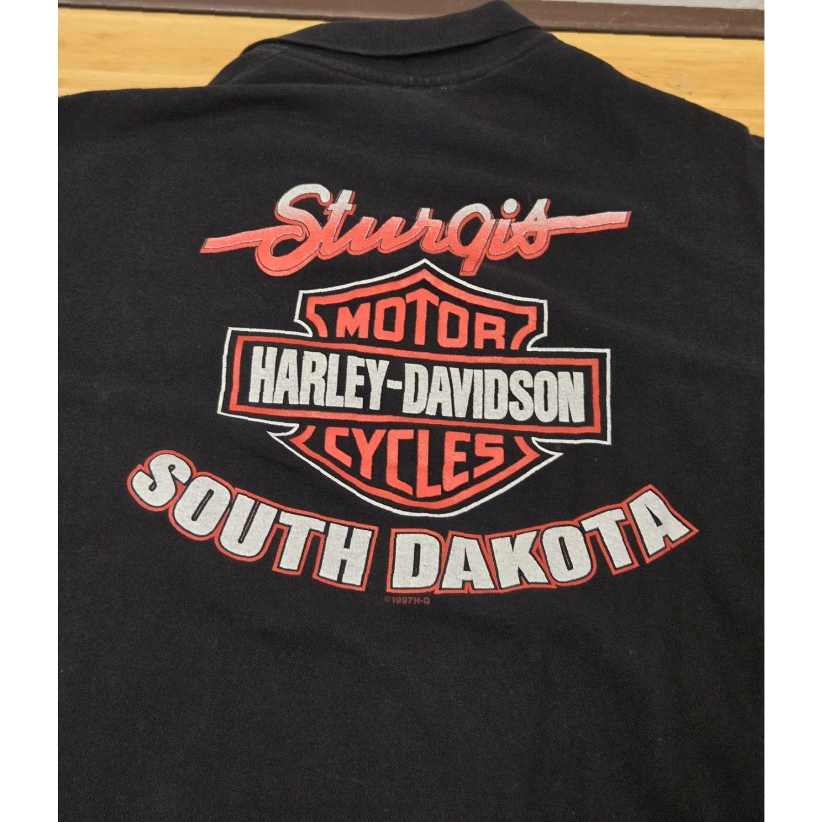 Harley Davidson VINTAGE Harley-Davidson Shirt Mens L Black Polo 90s Sturgis South Dakota Rider Mens Size US L / EU 52-54 / 3 - 5 Thumbnail