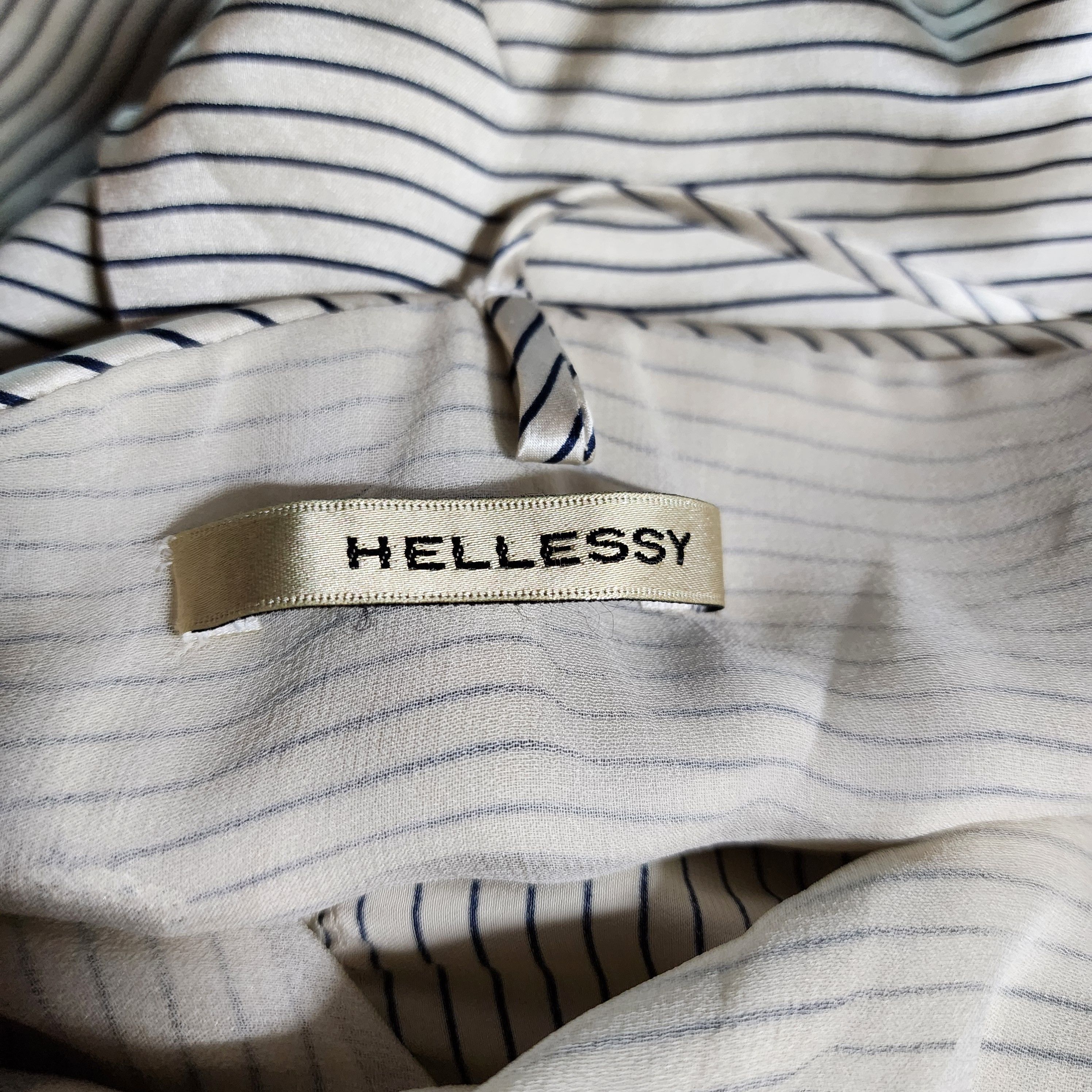 Other HELLESSY Slip Dress Silk Feel, Ivory/Navy Pinstripe Blouson Size S / US 4 / IT 40 - 2 Thumbnail