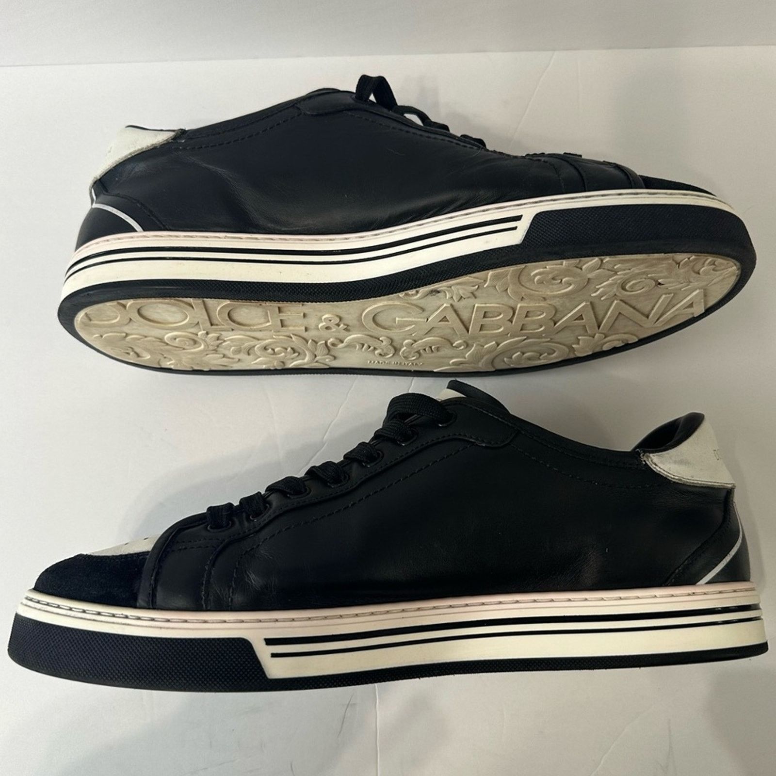 Dolce & Gabbana Roma Low Top Sneakers size US 11 Black Leather Milano Crown Size US 11 / EU 44 - 4 Thumbnail