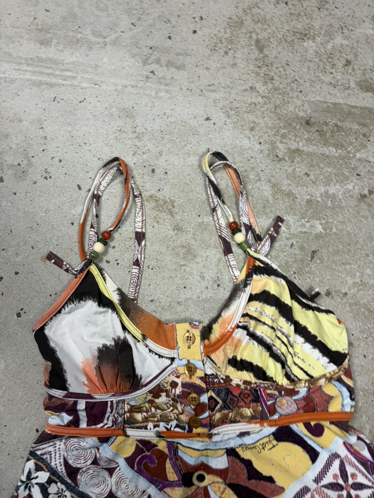 Just Cavalli 2000s Just Cavalli Beaded Double Strap Top Patchwork Corset Size XS / US 0-2 / IT 36-38 - 8 Thumbnail