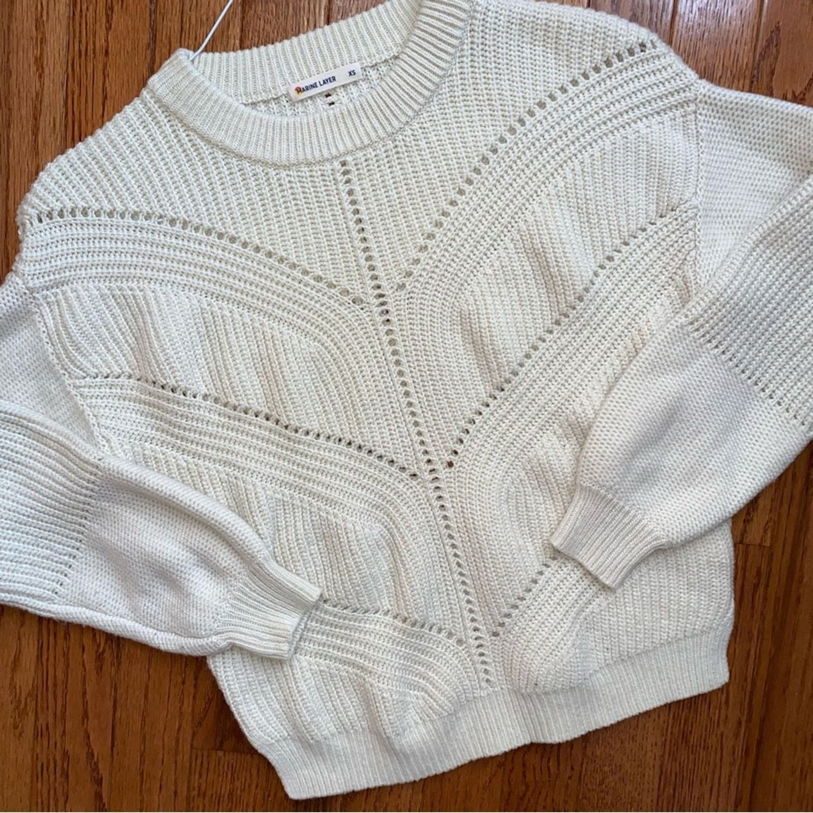Marine Layer Marine Layer Olivia Sweater Womens XS Cream‎ Crew Neck EUC Size XS / US 0-2 / IT 36-38 - 3 Thumbnail