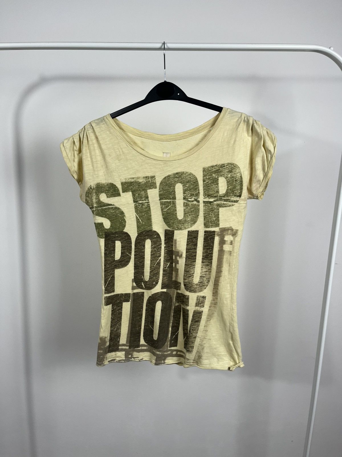 Other Y2K STOP POLLUTION Distressed Graphic Tee Vintage Style Size XS / US 0-2 / IT 36-38 - 1 Thumbnail