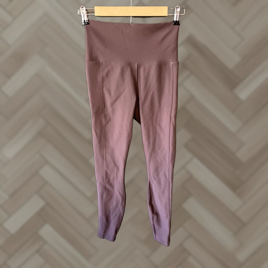 Vintage Calia Womens Cropped Leggings Pull On Ribbed Purple Size S Size 28" / US 6 / IT 42 - 1 Thumbnail